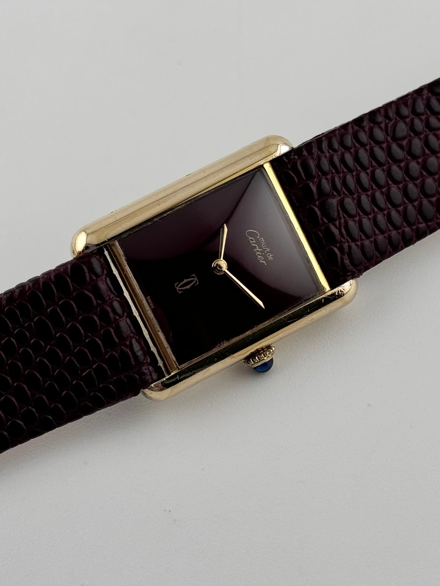Cartier Must De Paris Tank Manual Wind - 6-217264 Burgundy Dial