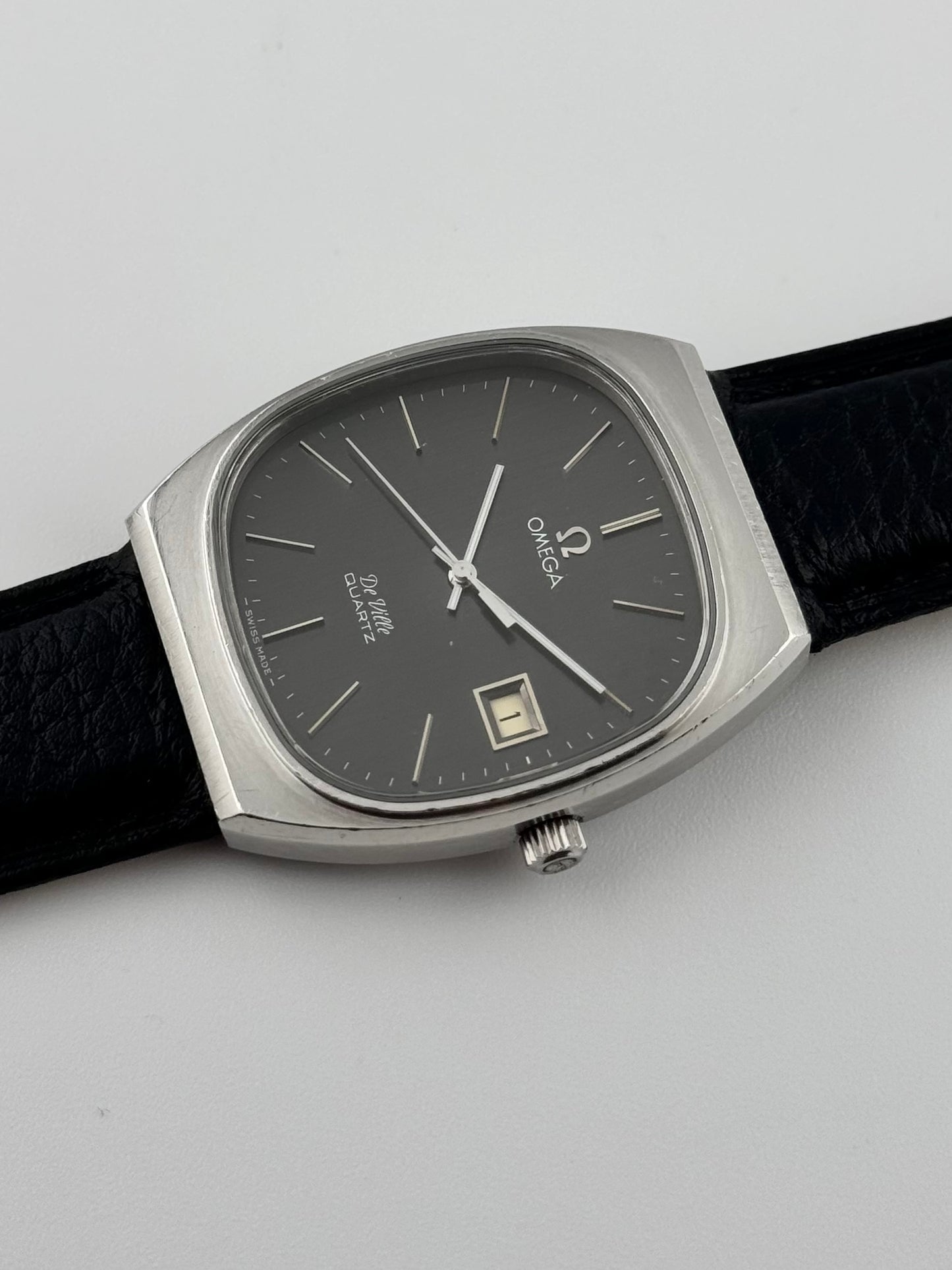 Omega De Ville Tank Quartz Date - Dark Steel Brushed Dial - 192.0035