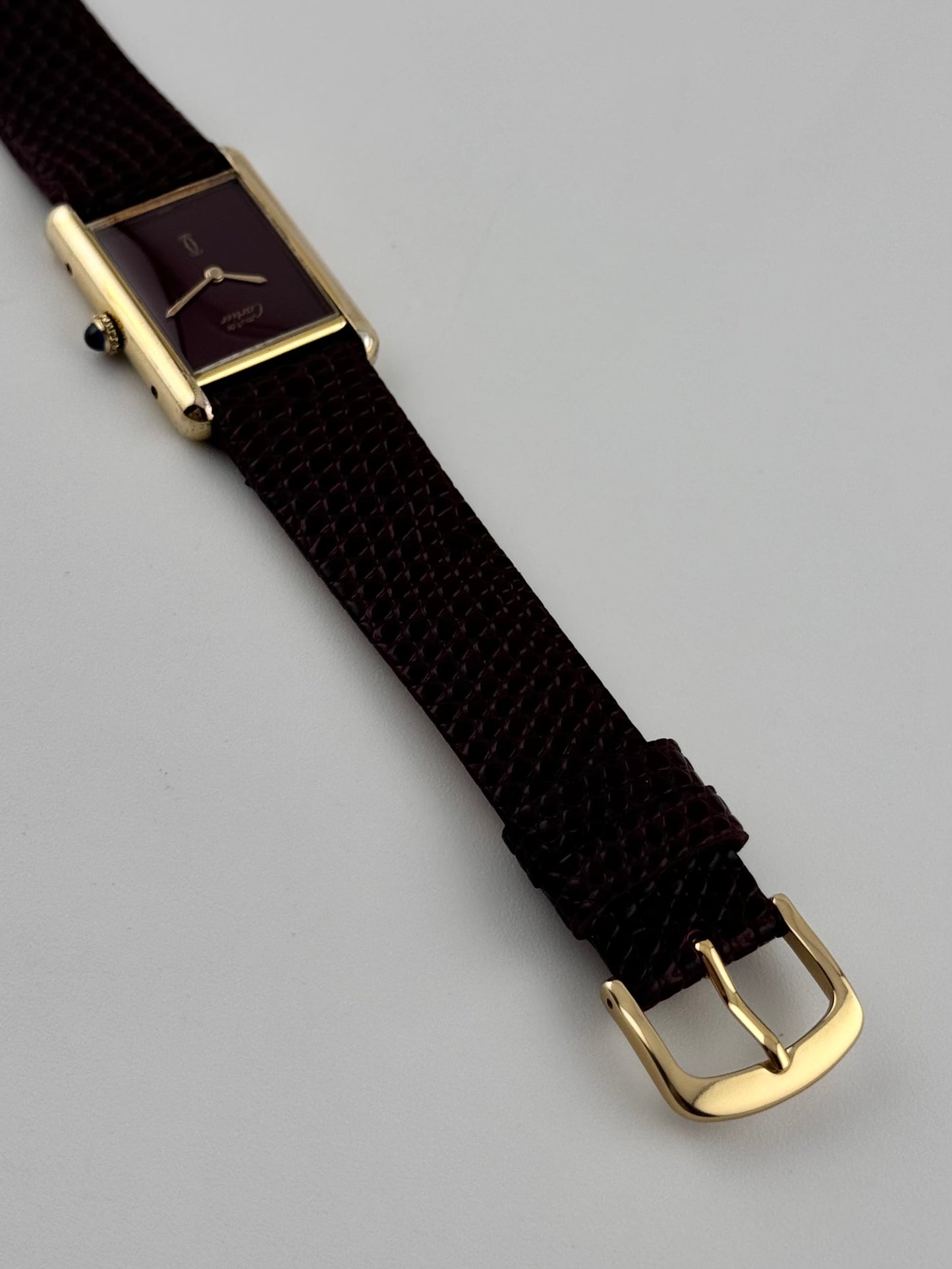 Cartier Must De Paris Tank Manual Wind - 6-217264 Burgundy Dial