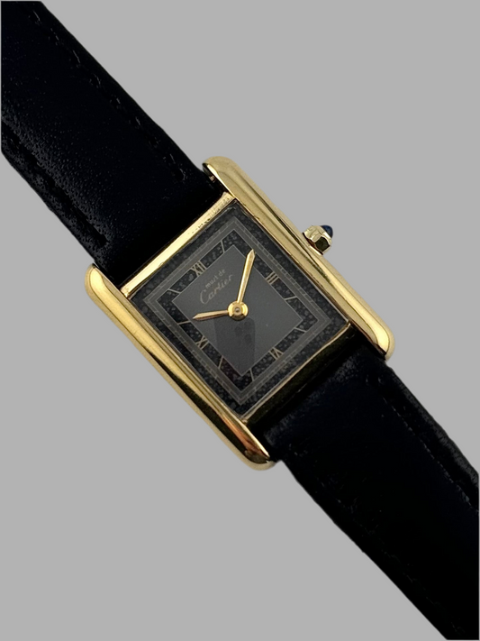 Cartier Tank Must De Cartier Paris - Grey and Black Dial with Gold Roman Numerals - 25426