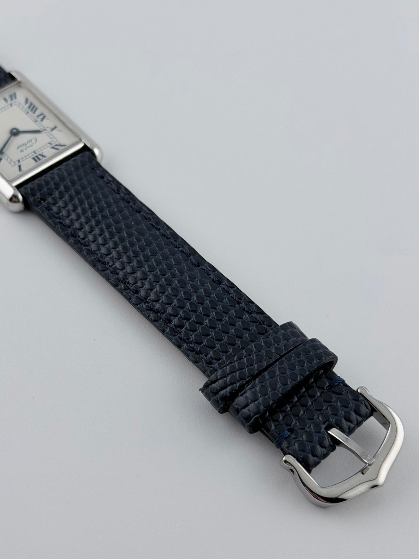 Cartier Must de Cartier Tank Quartz - 690006 - Rare White and Blue Dial - Sterling Silver