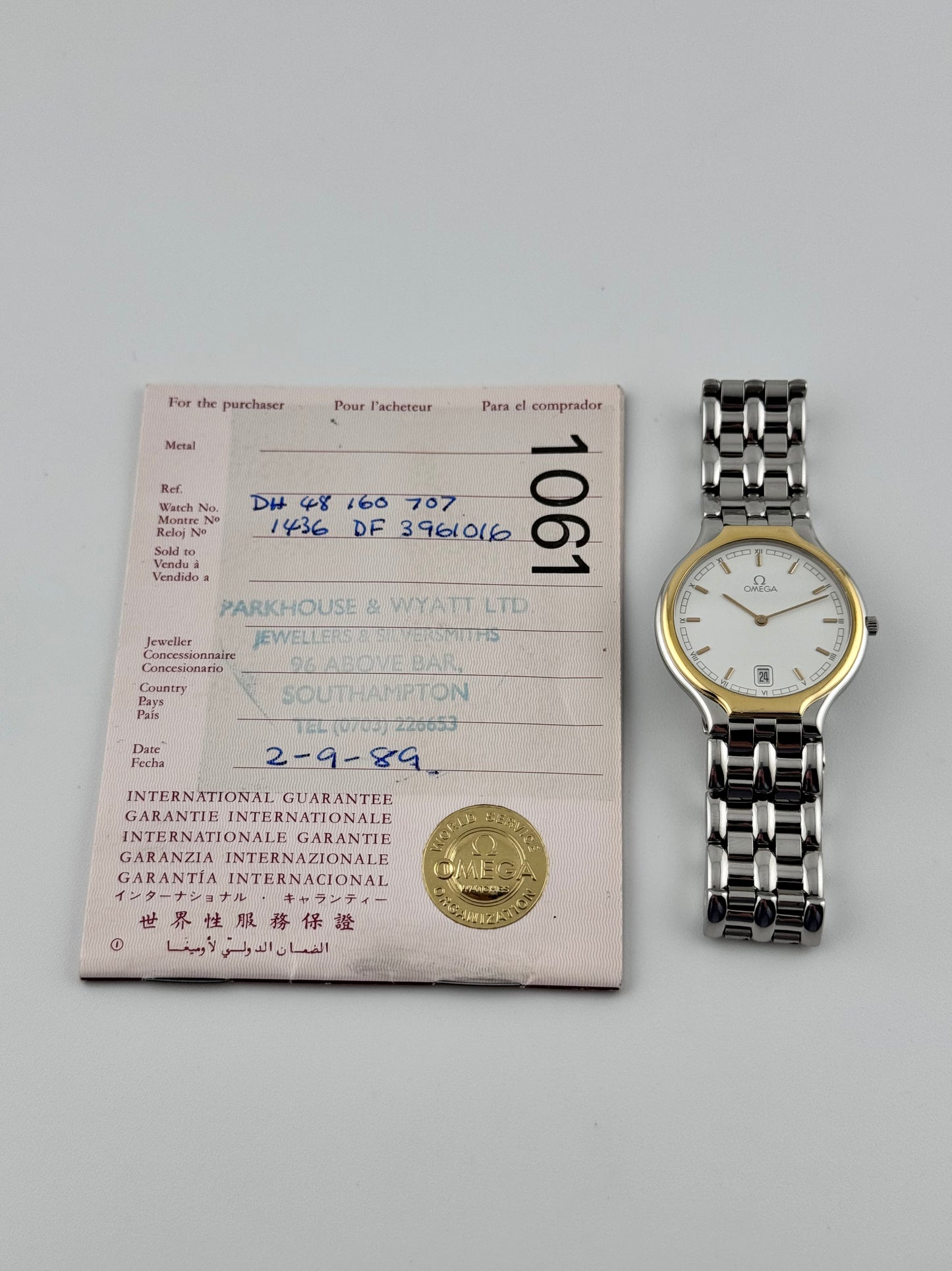 Omega De Ville Quartz Date 396.1016 with Papers