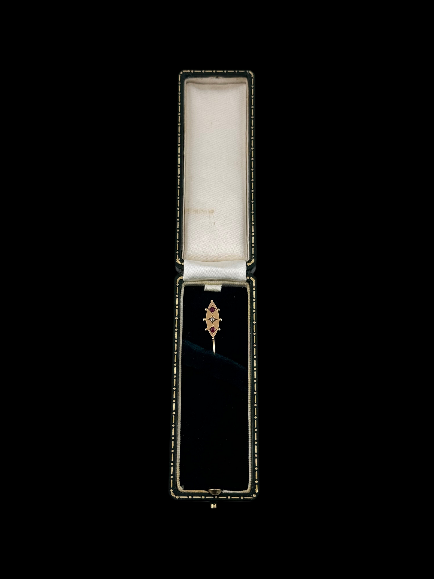 9ct Gold Rose Cut Diamond and Ruby Antique Stick Pin - Late 1800s