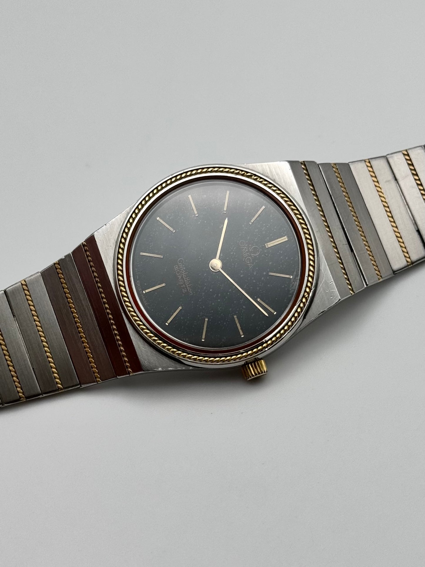 Omega Constellation Torsade Quartz 18ct Gold & Steel 795.0816  - Original Bracelet - Rare Stone Dial