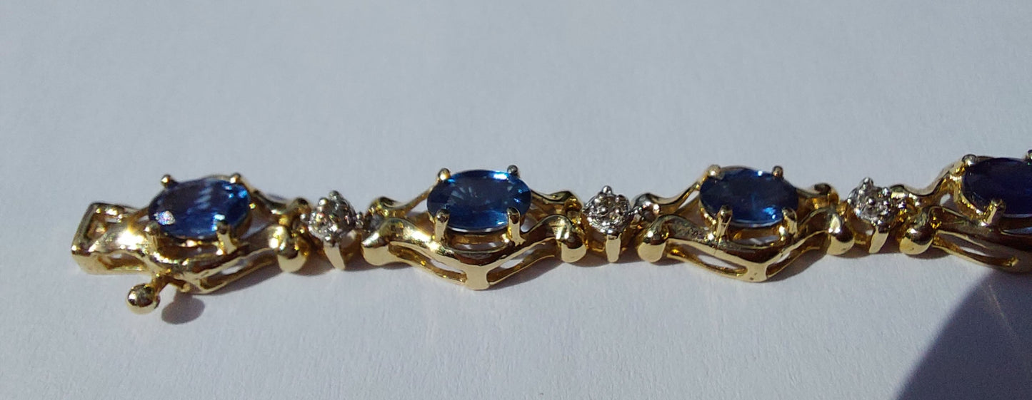 14ct Gold Bracelet with Sapphires and Diamonds - Gift Box