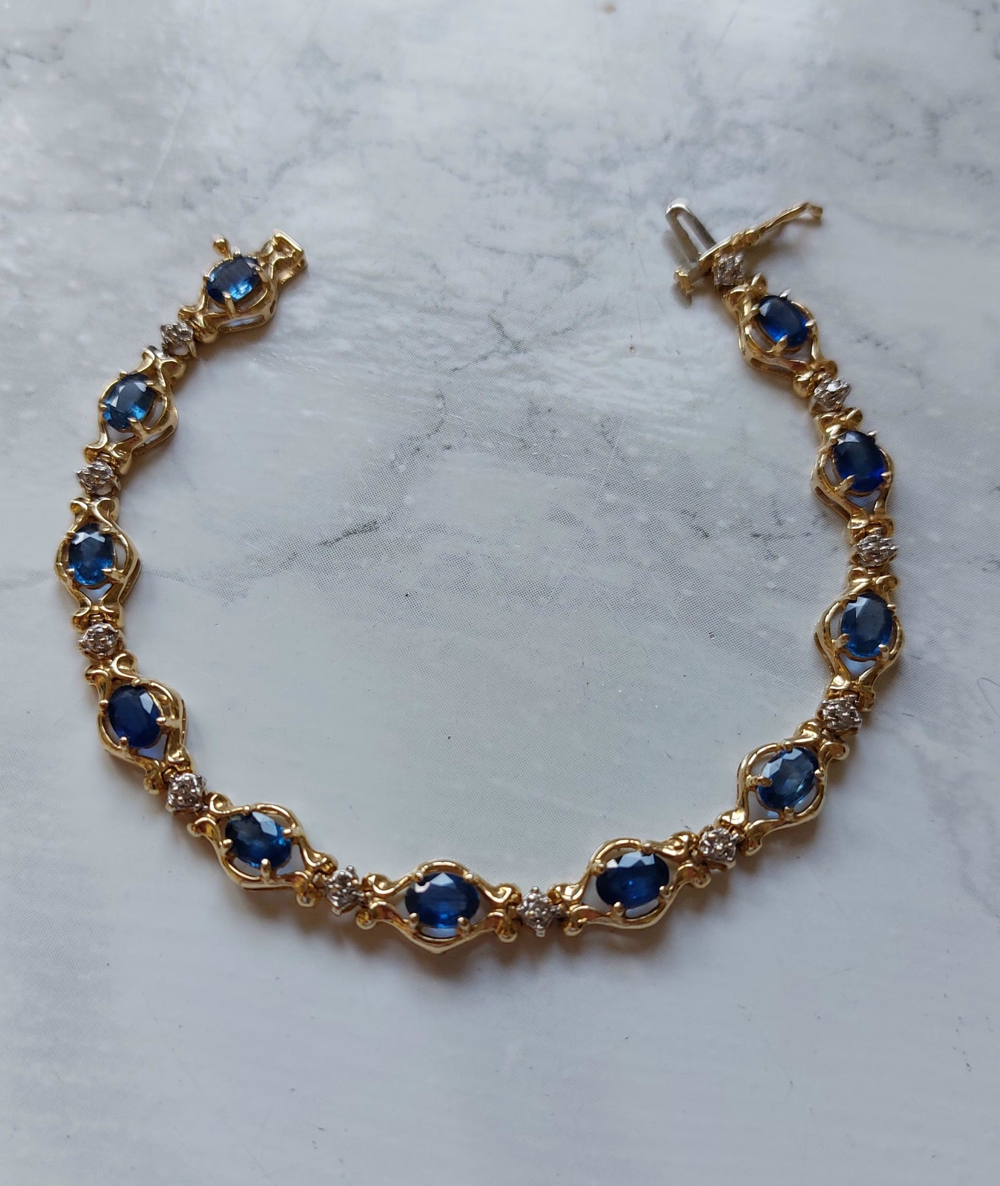 14ct Gold Bracelet with Sapphires and Diamonds - Gift Box