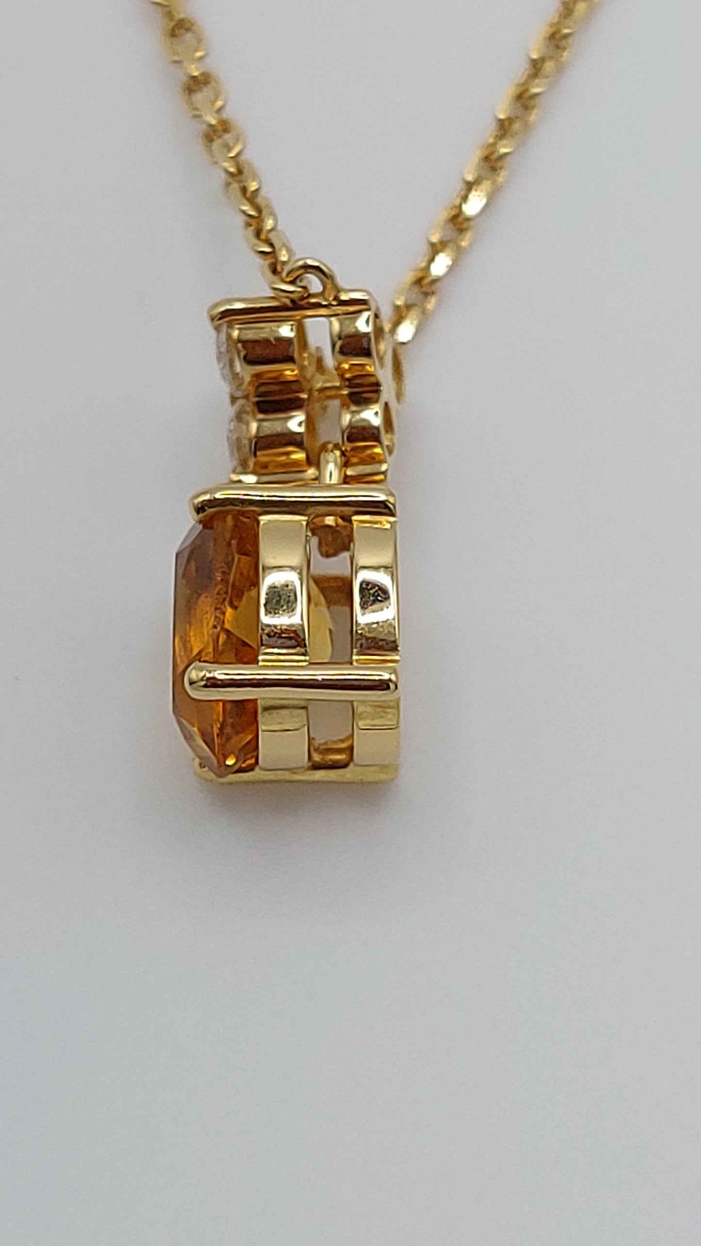 Citrine and Diamond 18ct Gold Pendant Necklace