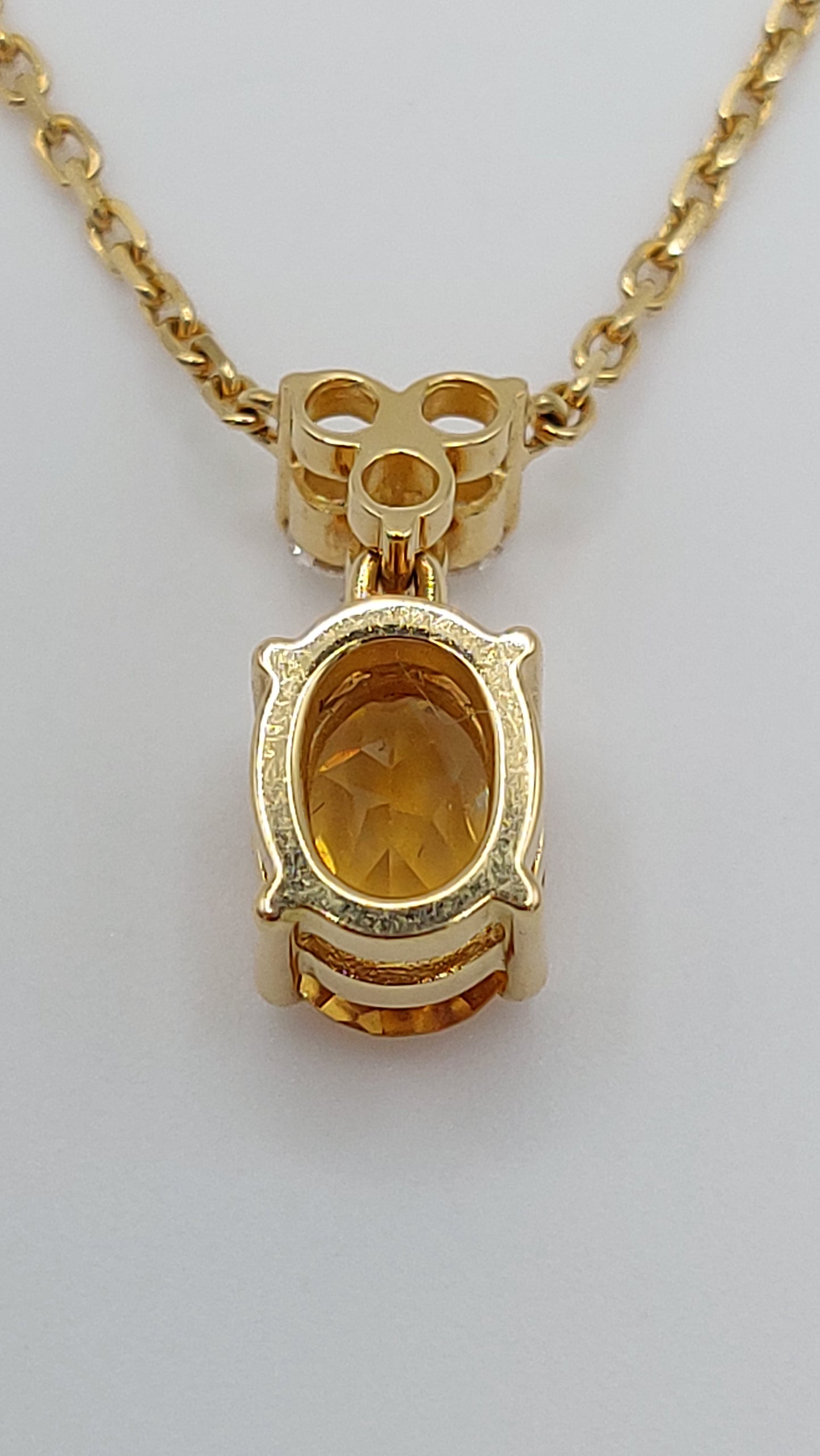 Citrine and Diamond 18ct Gold Pendant Necklace