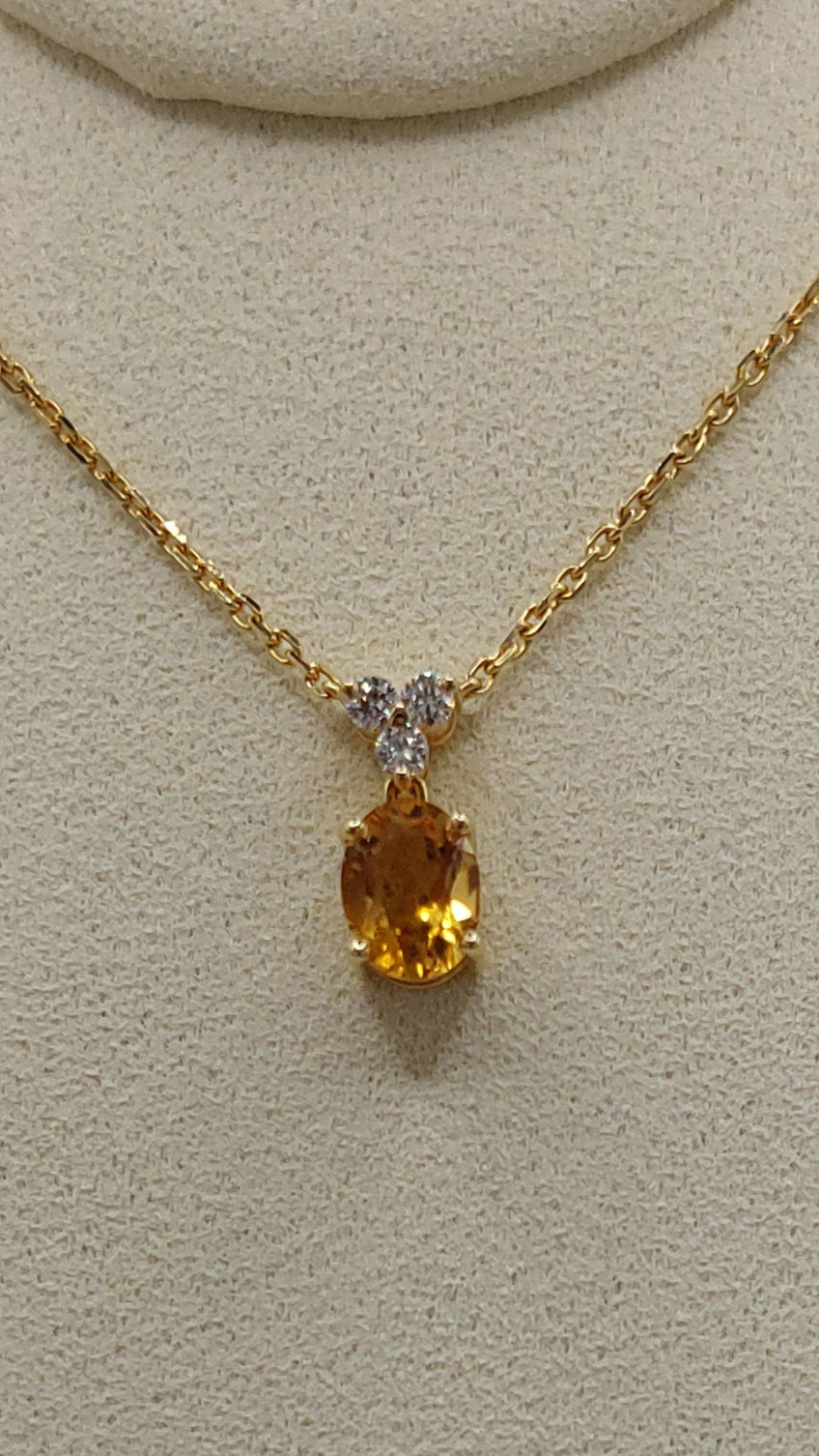 Citrine and Diamond 18ct Gold Pendant Necklace
