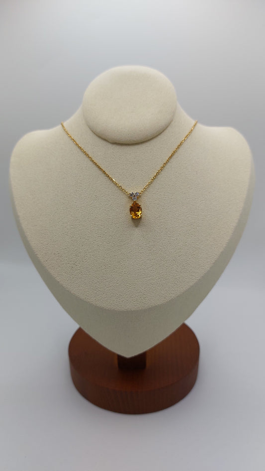 Citrine and Diamond 18ct Gold Pendant Necklace