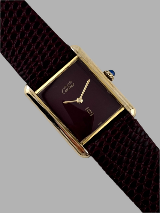 Cartier Must De Paris Tank Manual Wind - 6-217264 Burgundy Dial
