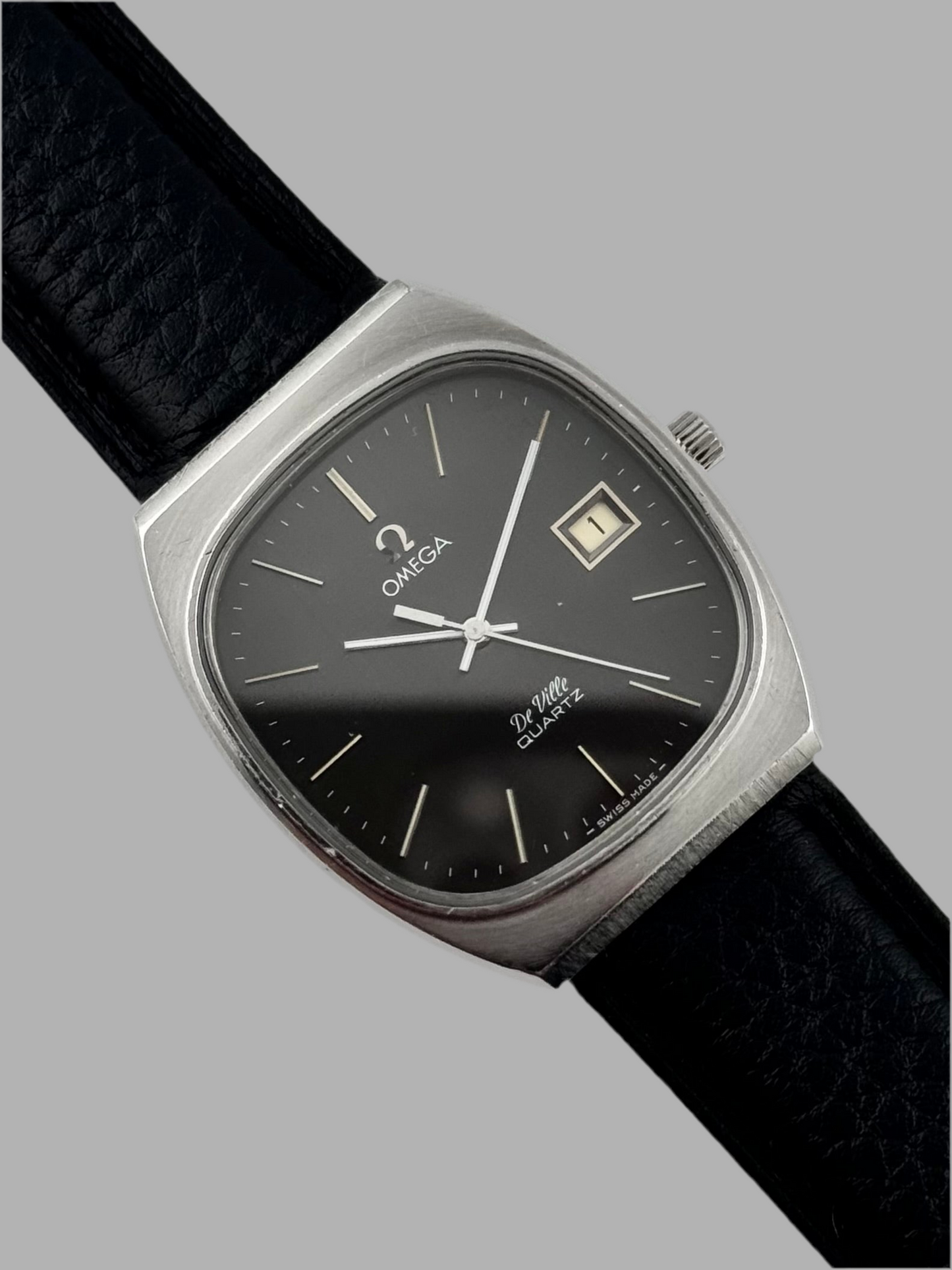 Omega De Ville Tank Quartz Date - Dark Steel Brushed Dial - 192.0035