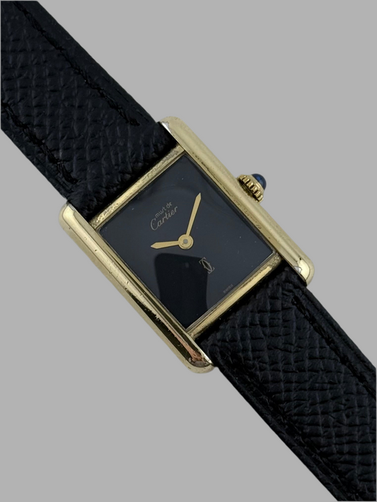 Cartier Must De Paris Tank Manual Wind - 3- Black Dial