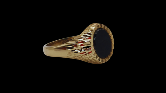 9ct Gold Signet Ring Set With Black Onyx