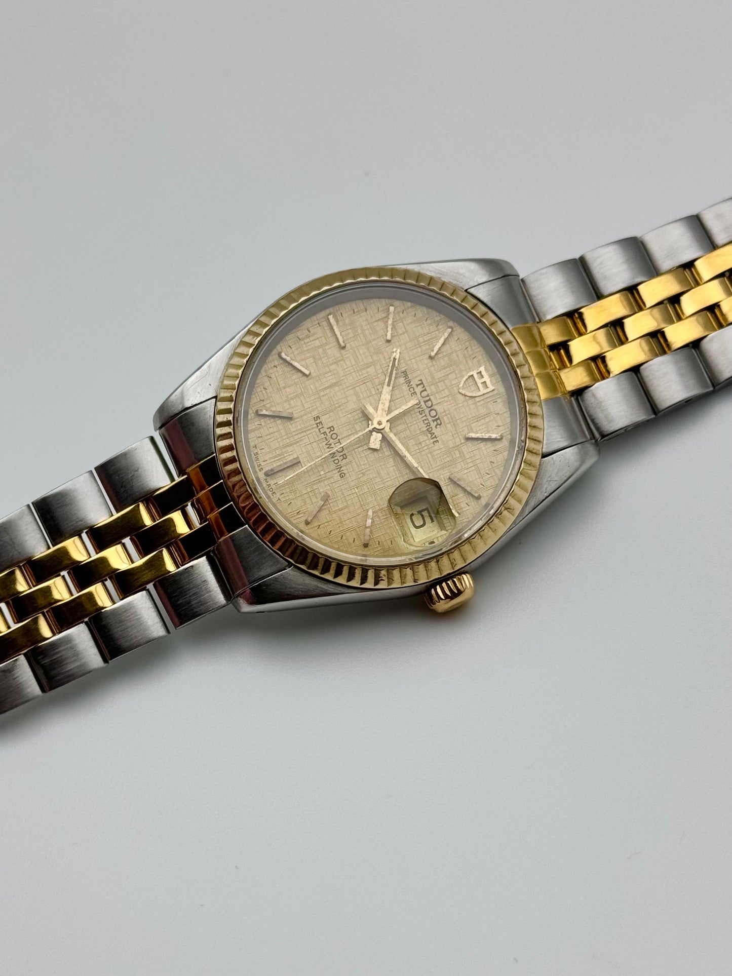 Tudor Prince Oysterdate 74033 Two-Tone - Rare Linen Dial