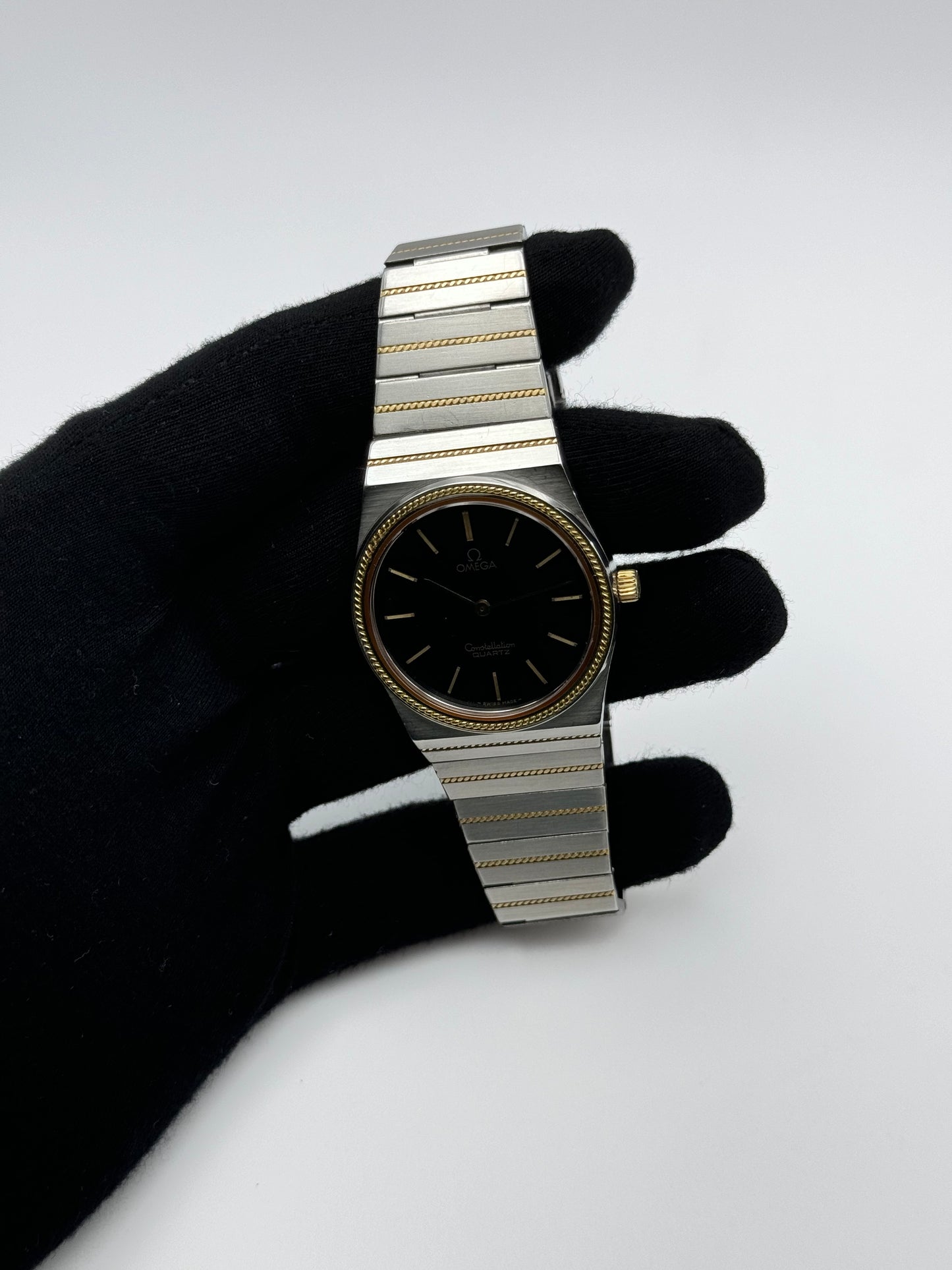 Omega Constellation Torsade Quartz 18ct Gold & Steel 795.0816  - Original Bracelet - Rare Stone Dial