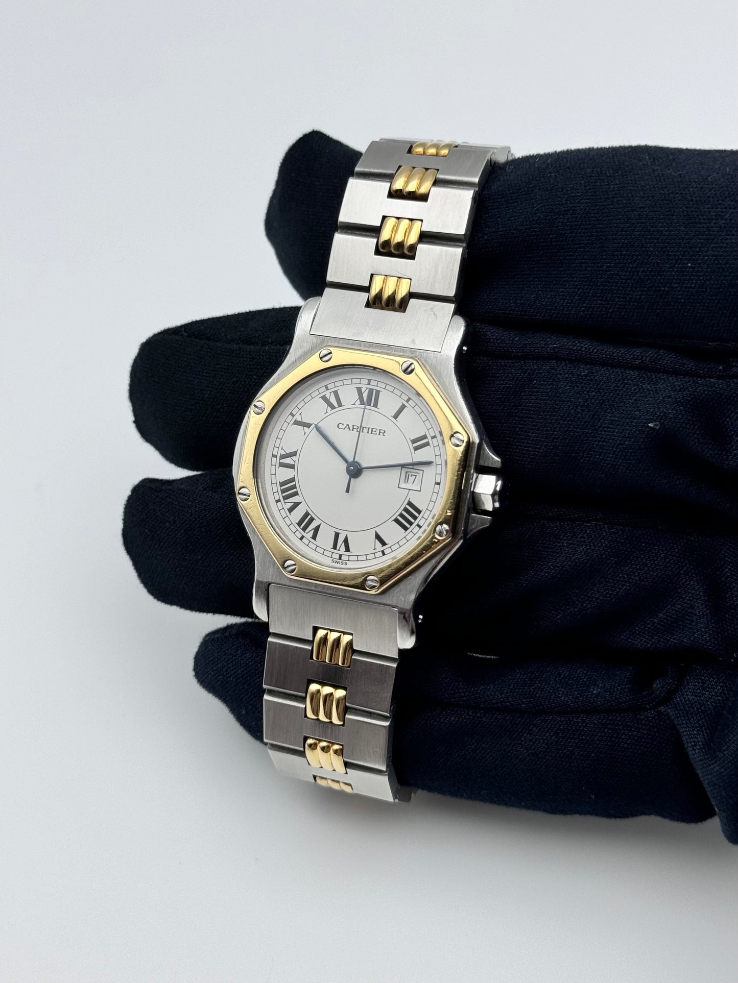 Cartier Santos Octagon Automatic Date 2966 - Special edition Gordon Bracelet - Original Box