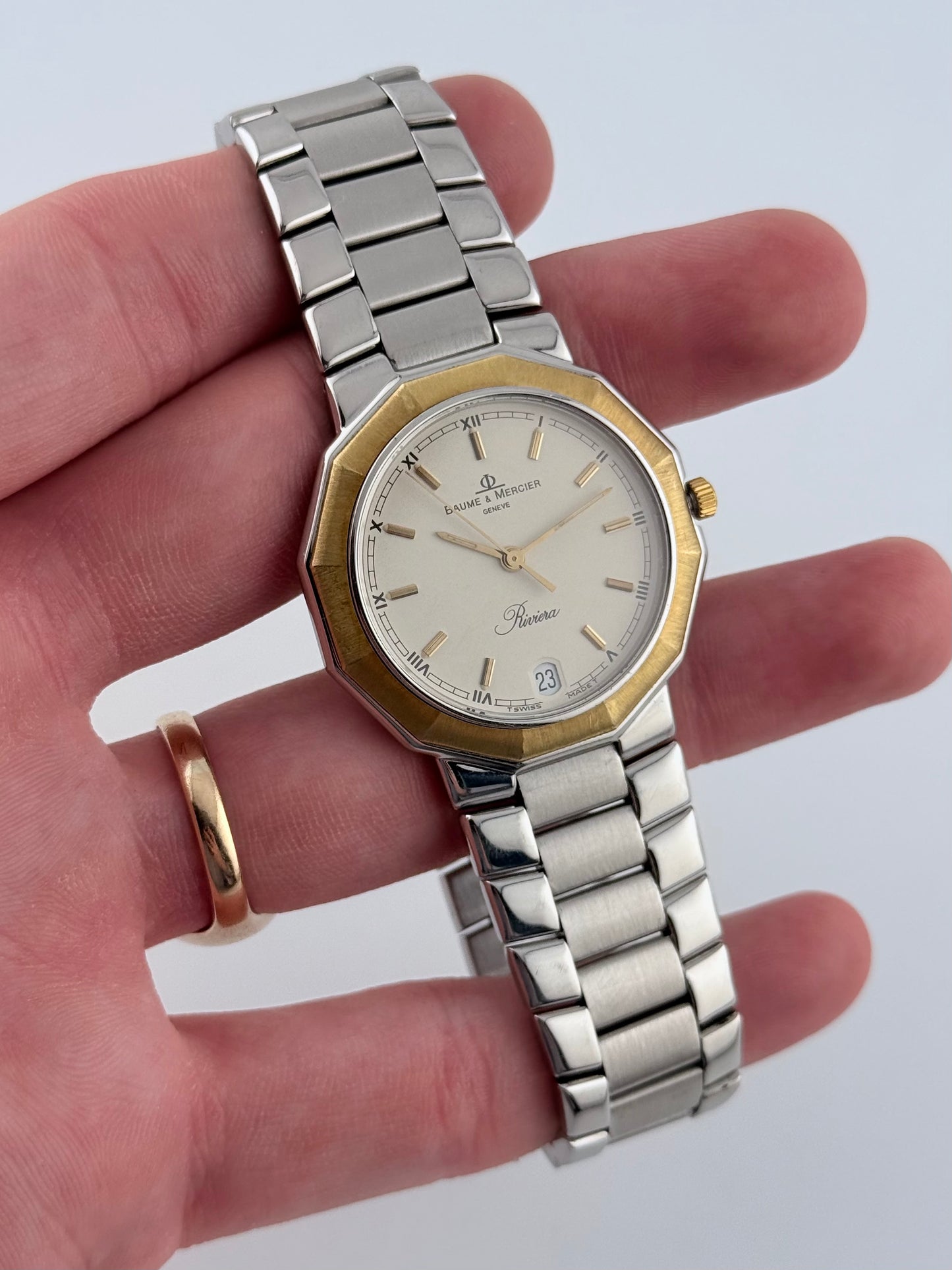 Baume Mercier Geneve Riviera - Quartz Date - 5131.3 - 18ct Gold and Steel