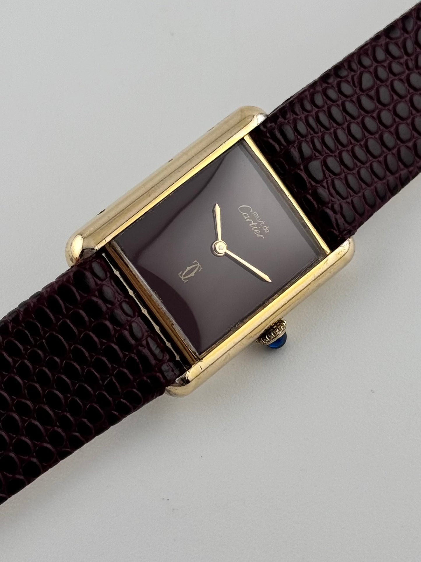 Cartier Must De Paris Tank Manual Wind - 6-217264 Burgundy Dial