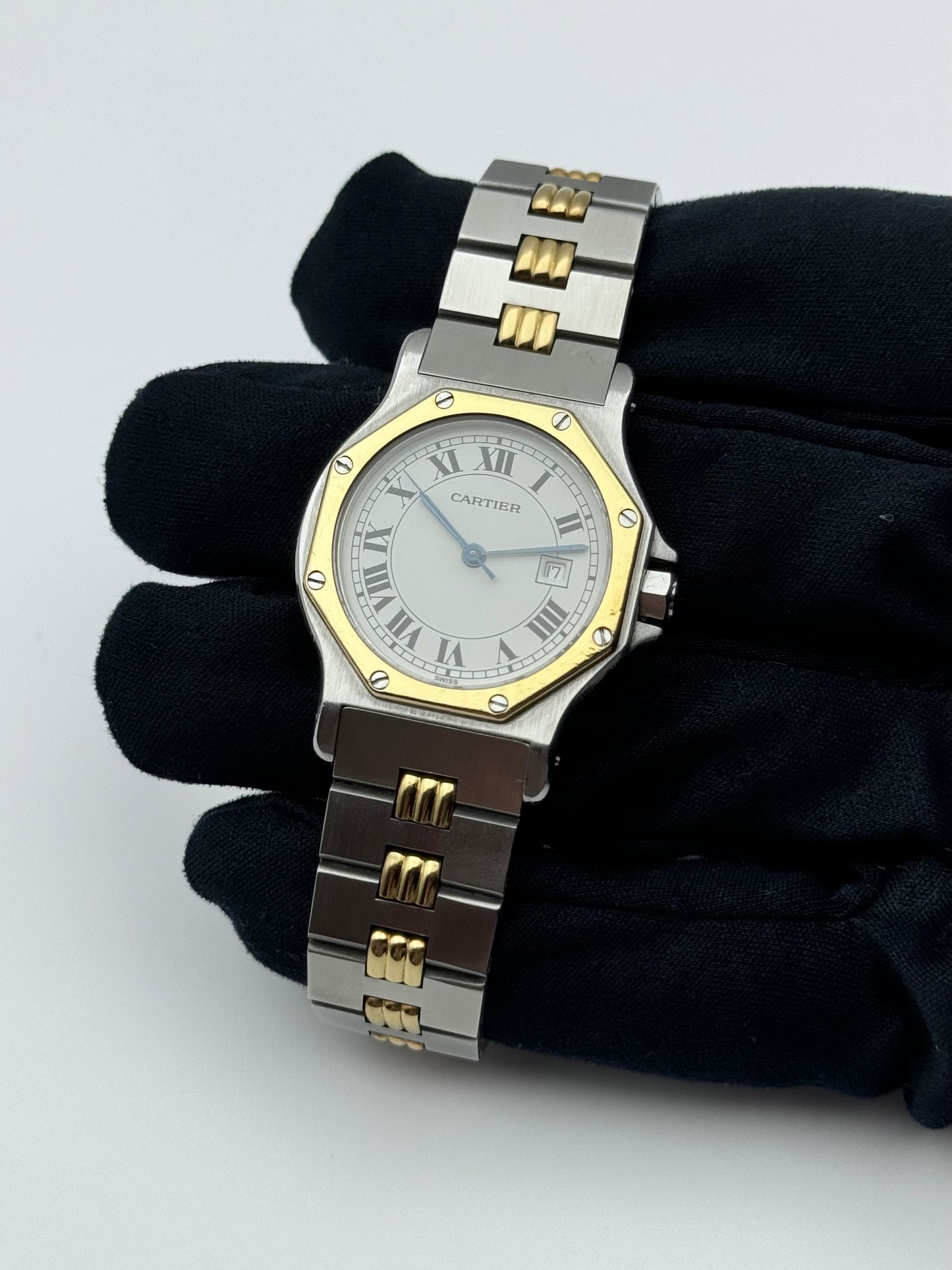 Cartier Santos Octagon Automatic Date 2966 - Special edition Gordon Bracelet - Original Box