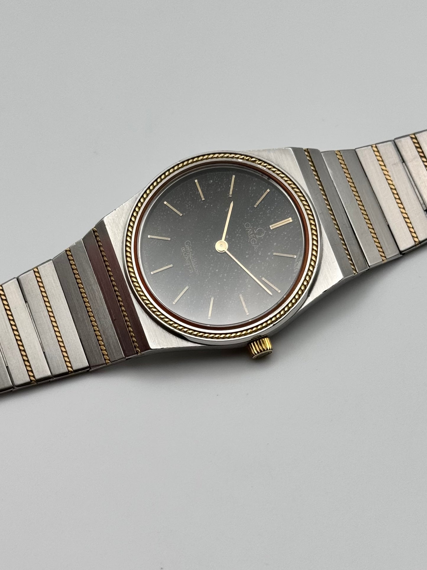 Omega Constellation Torsade Quartz 18ct Gold & Steel 795.0816  - Original Bracelet - Rare Stone Dial