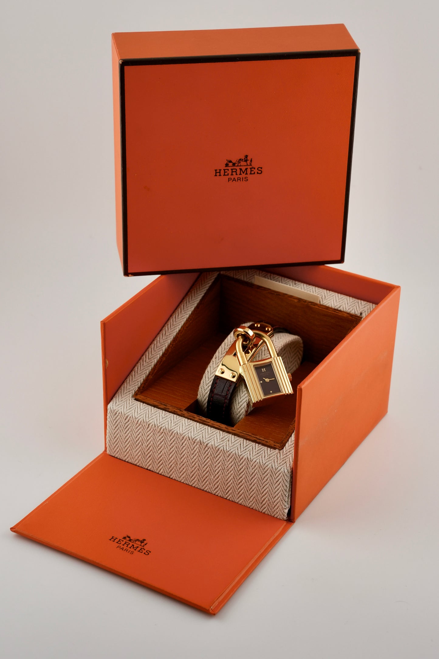 Hermes Paris Kelly Lock Watch - Burgundy - Ladies