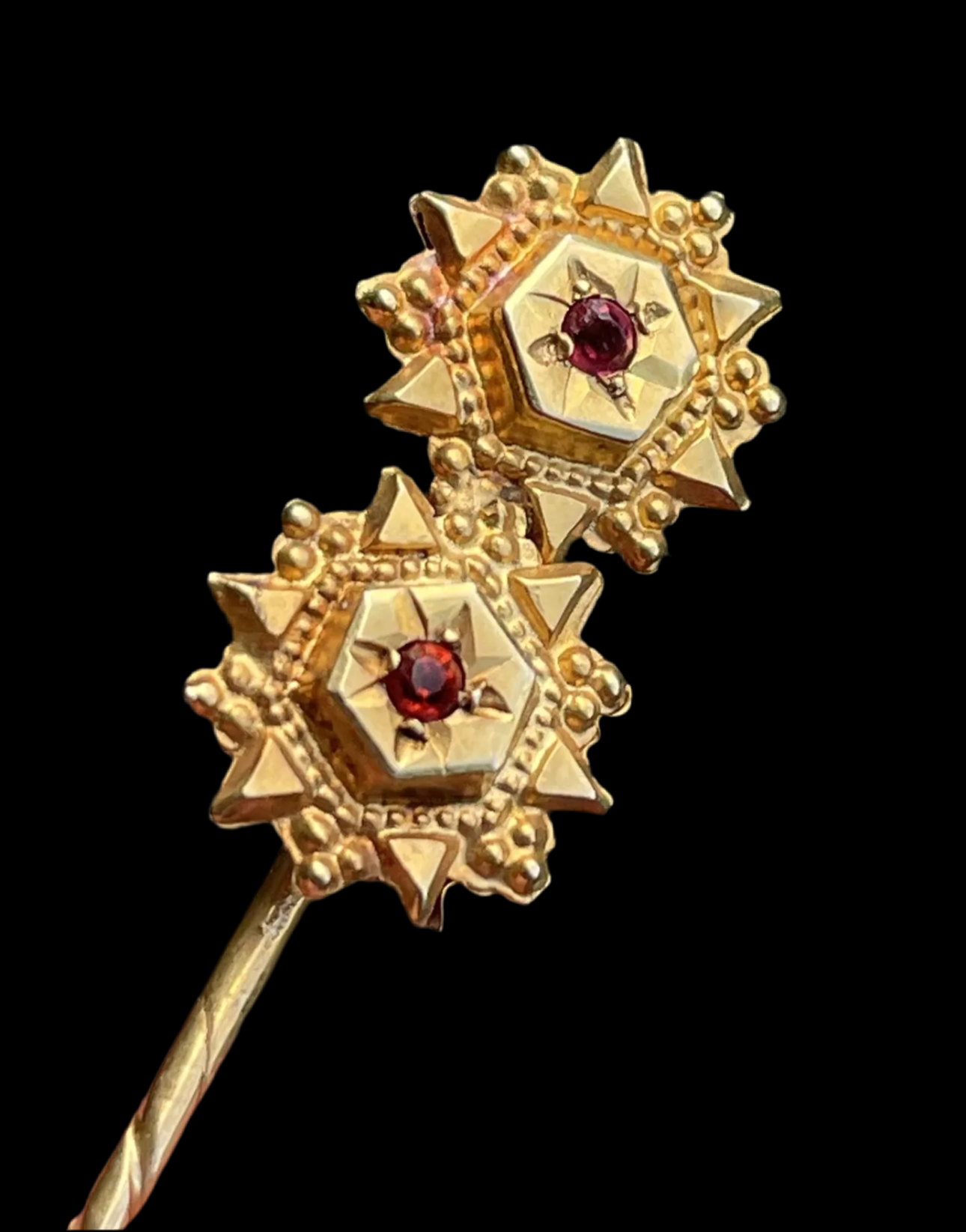 9ct Gold Gent’s Ruby Antique Stick Pin - Early 1900s - Original Box