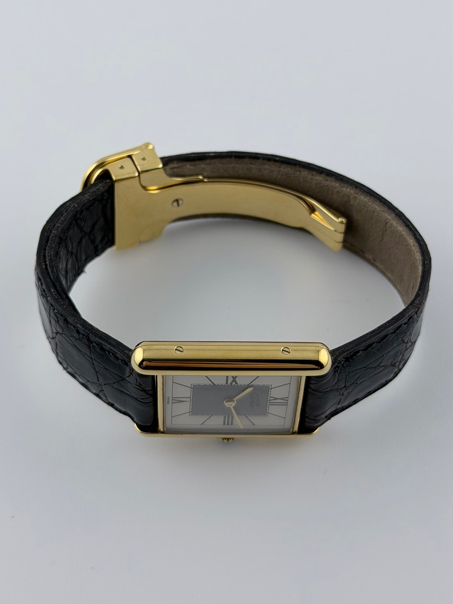 Cartier Tank Must De Tank Vermeil - Grey Art Deco Dial 590005 - Original Strap and Buckle