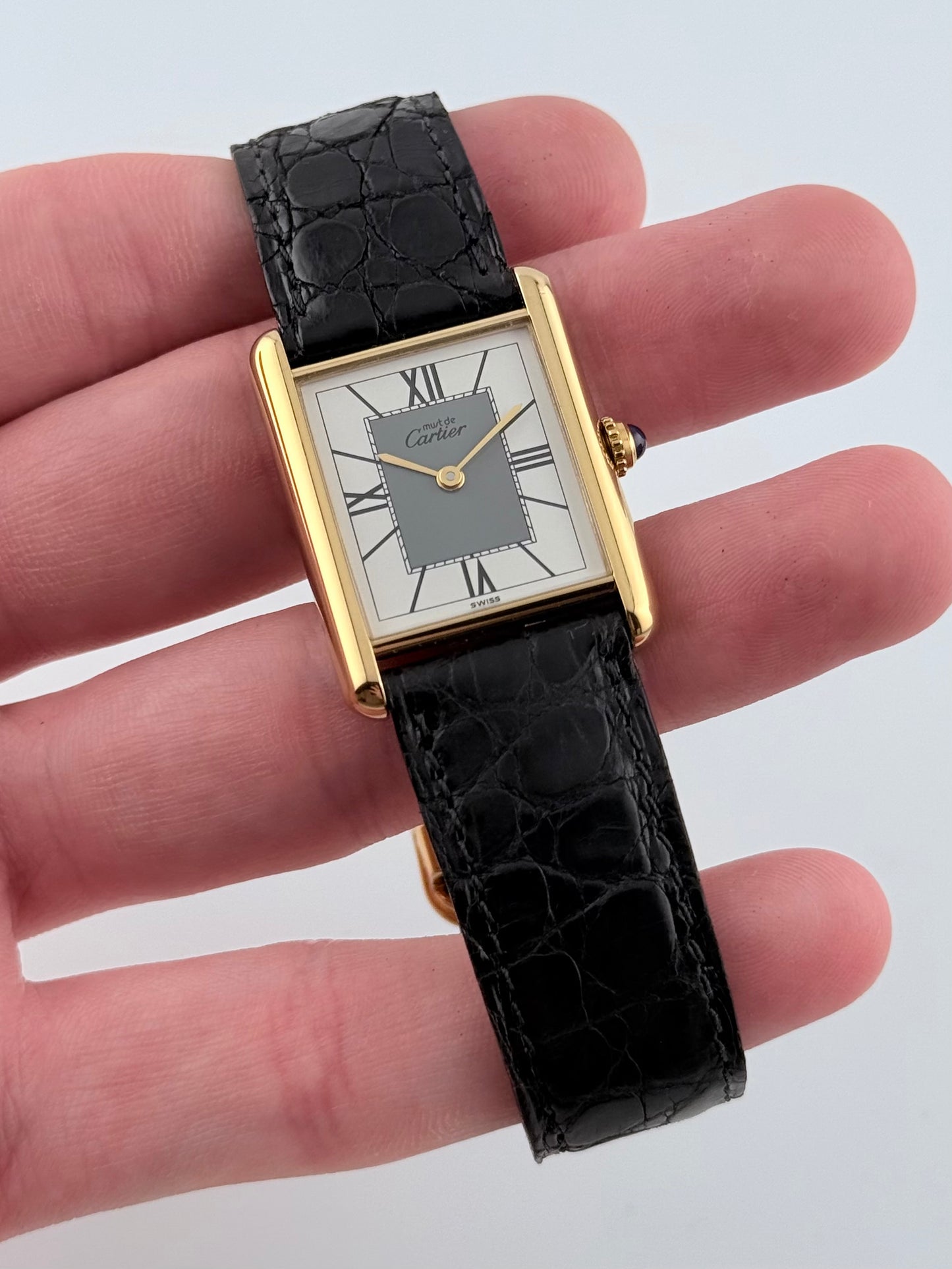 Cartier Tank Must De Tank Vermeil - Grey Art Deco Dial 590005 - Box and Papers
