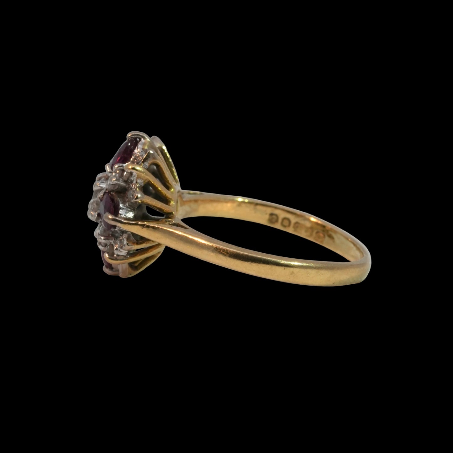 Ruby & Diamond Cluster Ring - 18k Gold