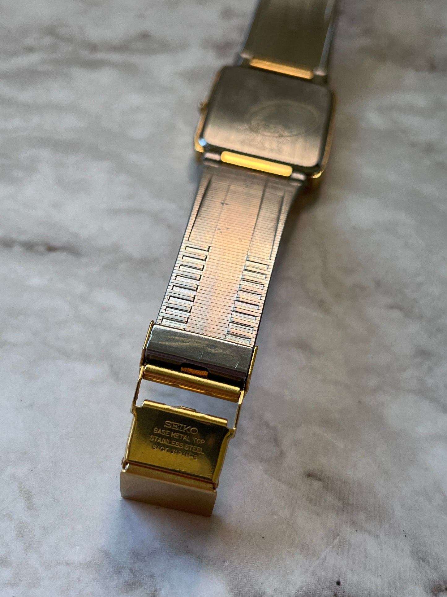 Seiko Tank Quartz Carbon Dial 5P39-5A60