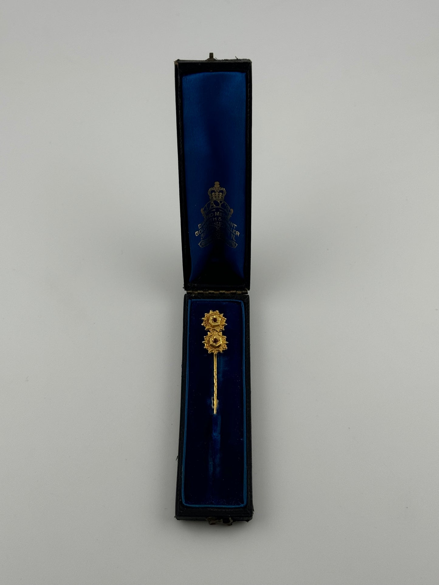 9ct Gold Gent’s Ruby Antique Stick Pin - Early 1900s - Original Box