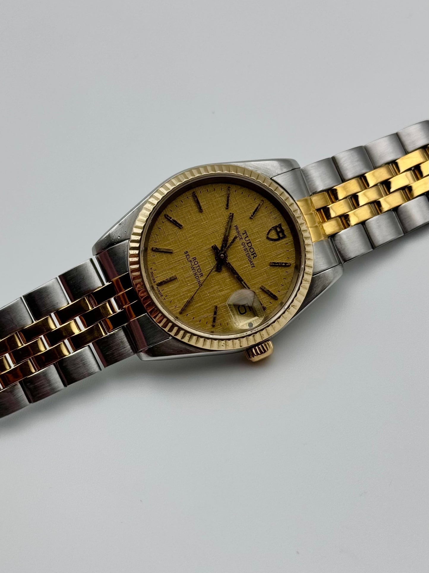 Tudor Prince Oysterdate 74033 Two-Tone - Rare Linen Dial