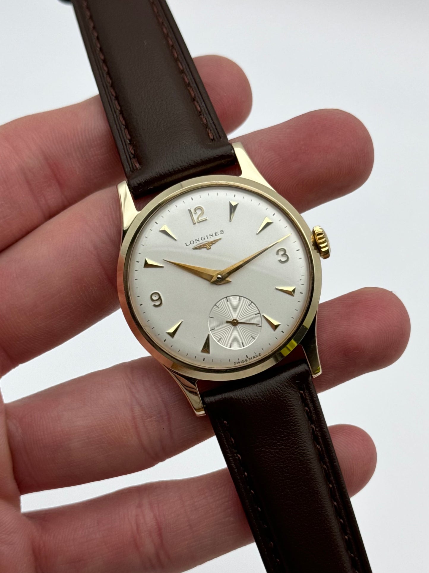 Longines Manual Wind Sub Seconds 9ct Gold - Original Box