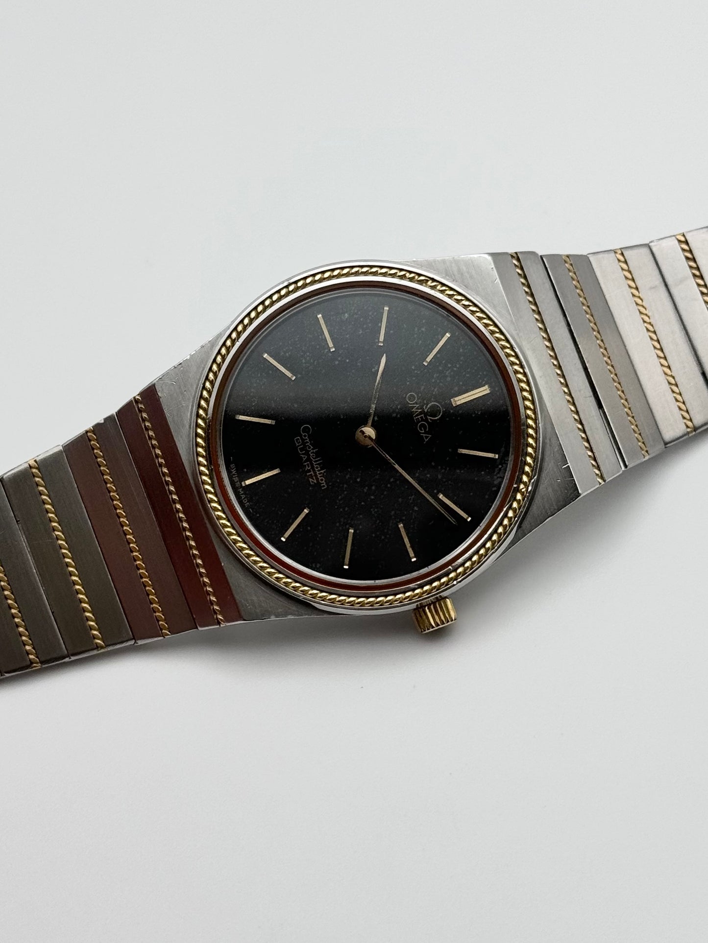 Omega Constellation Torsade Quartz 18ct Gold & Steel 795.0816  - Original Bracelet - Rare Stone Dial