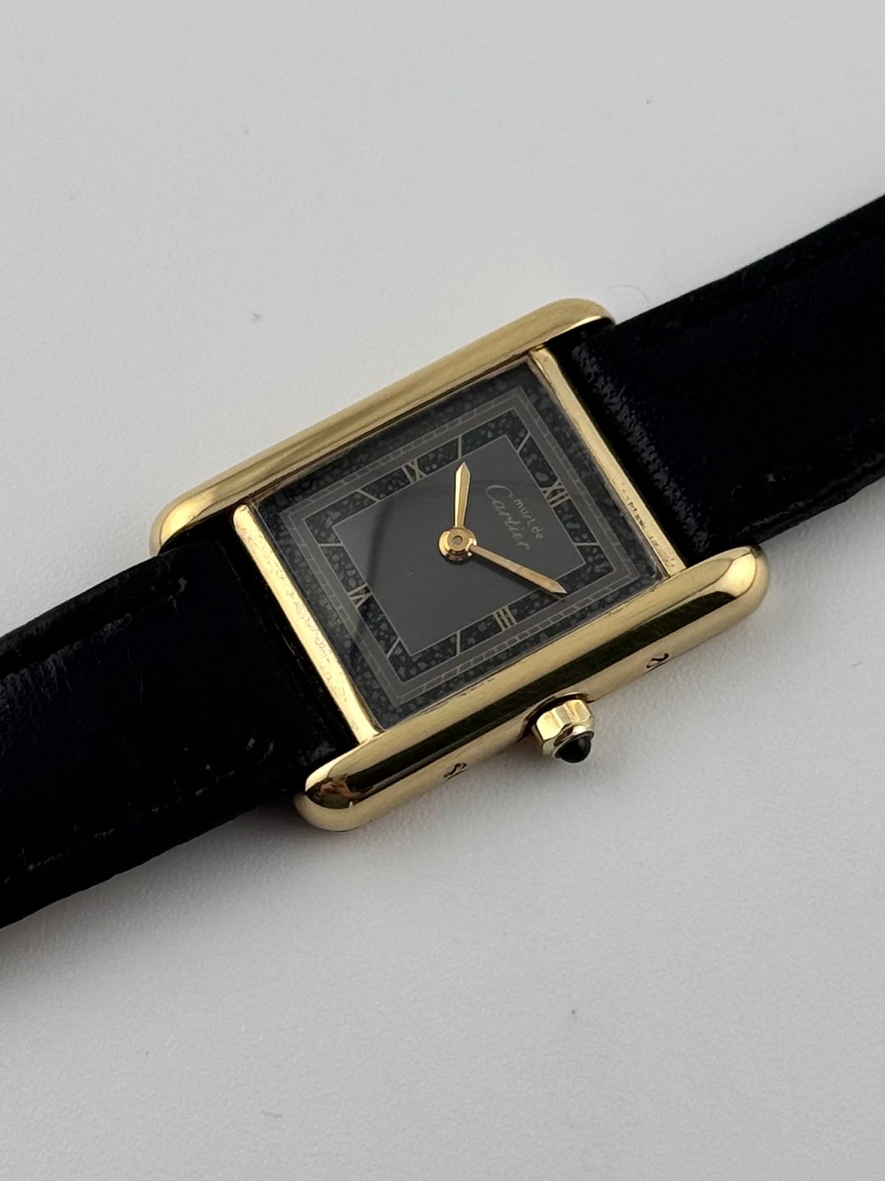 Cartier Tank Must De Cartier Paris - Grey and Black Dial with Gold Roman Numerals - 25426