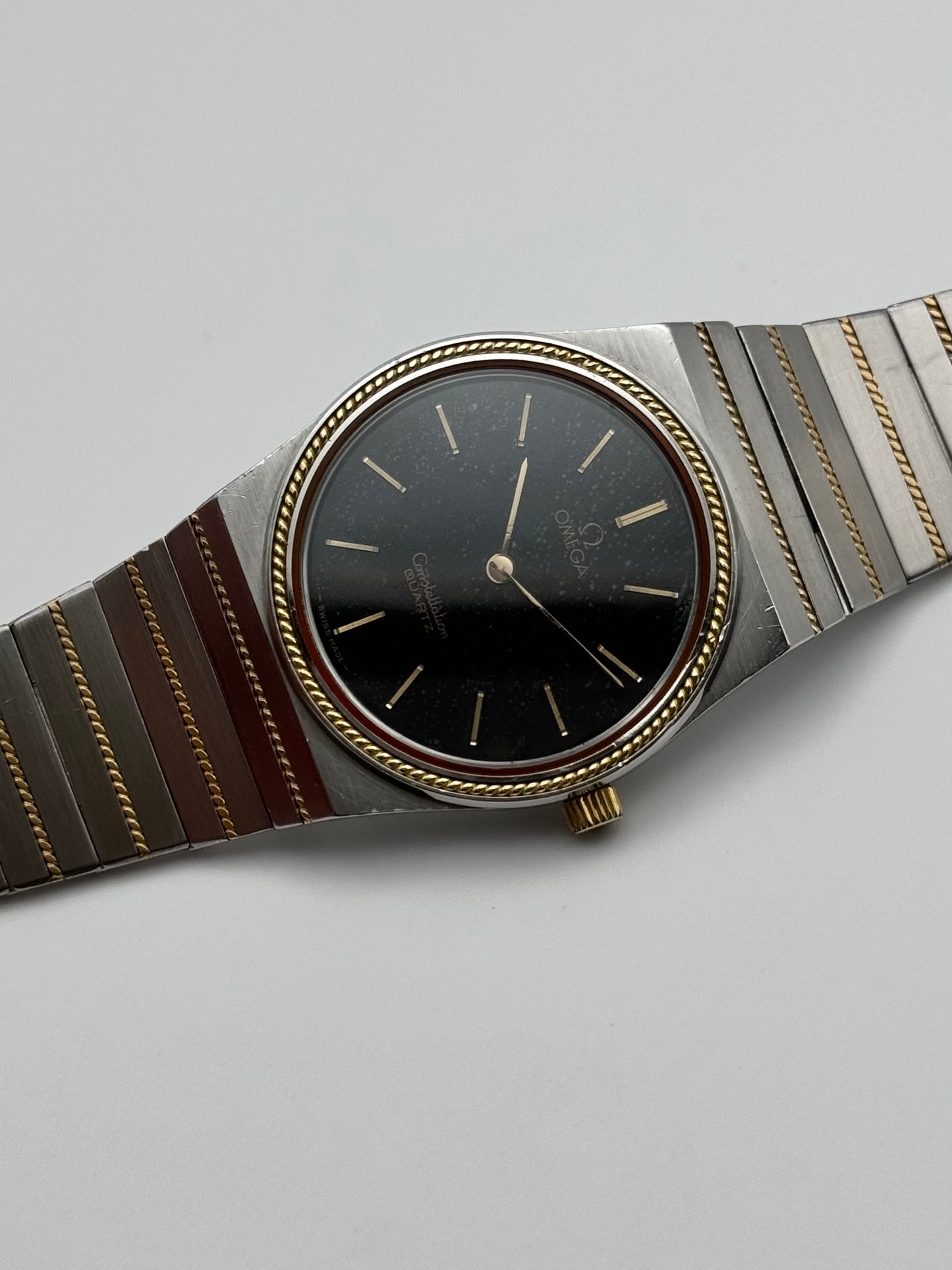 Omega Constellation Torsade Quartz 18ct Gold & Steel 795.0816  - Original Bracelet - Rare Stone Dial