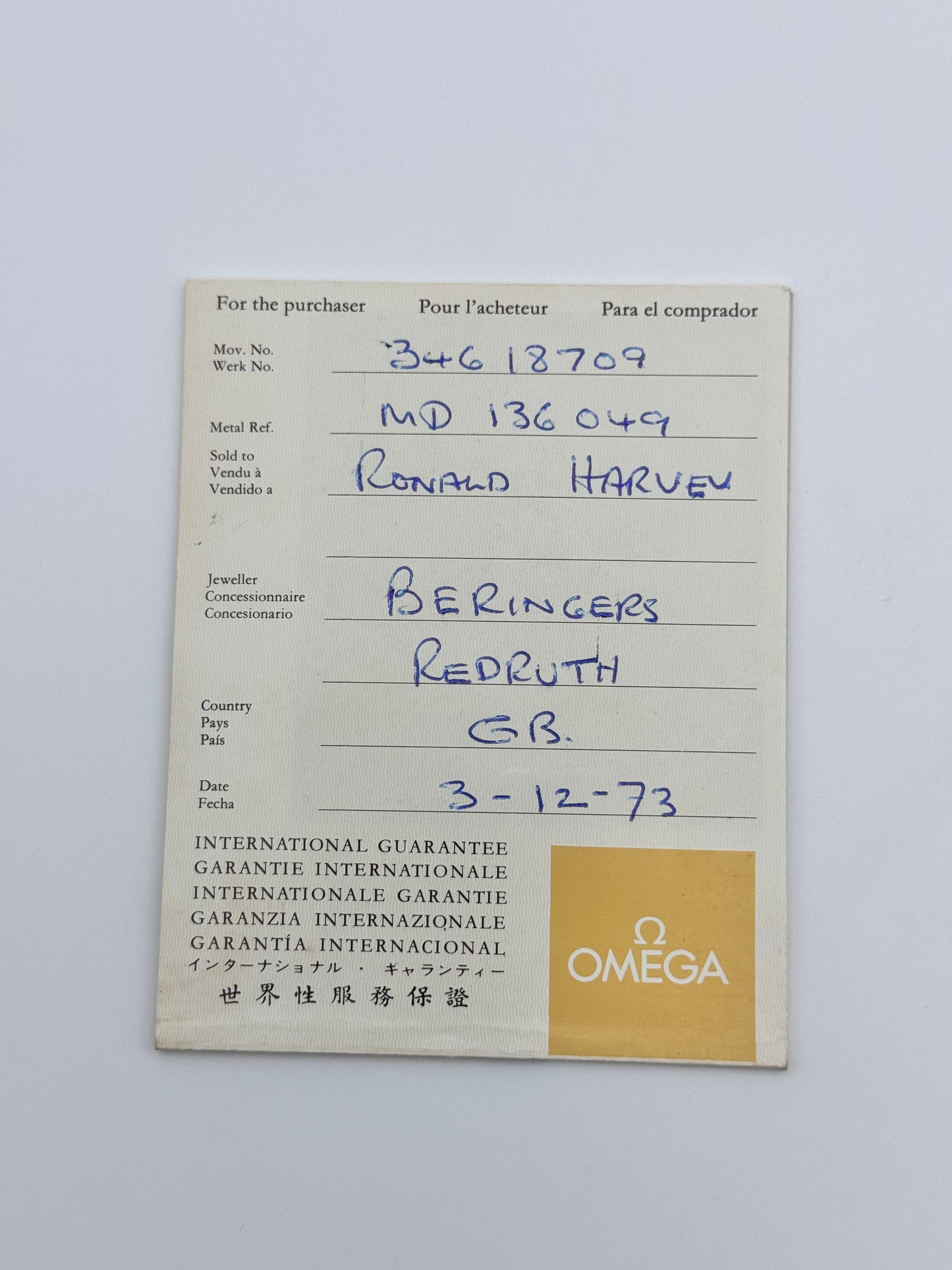Omega Geneve Manual Wind Date 136.0049 - Box and Papers