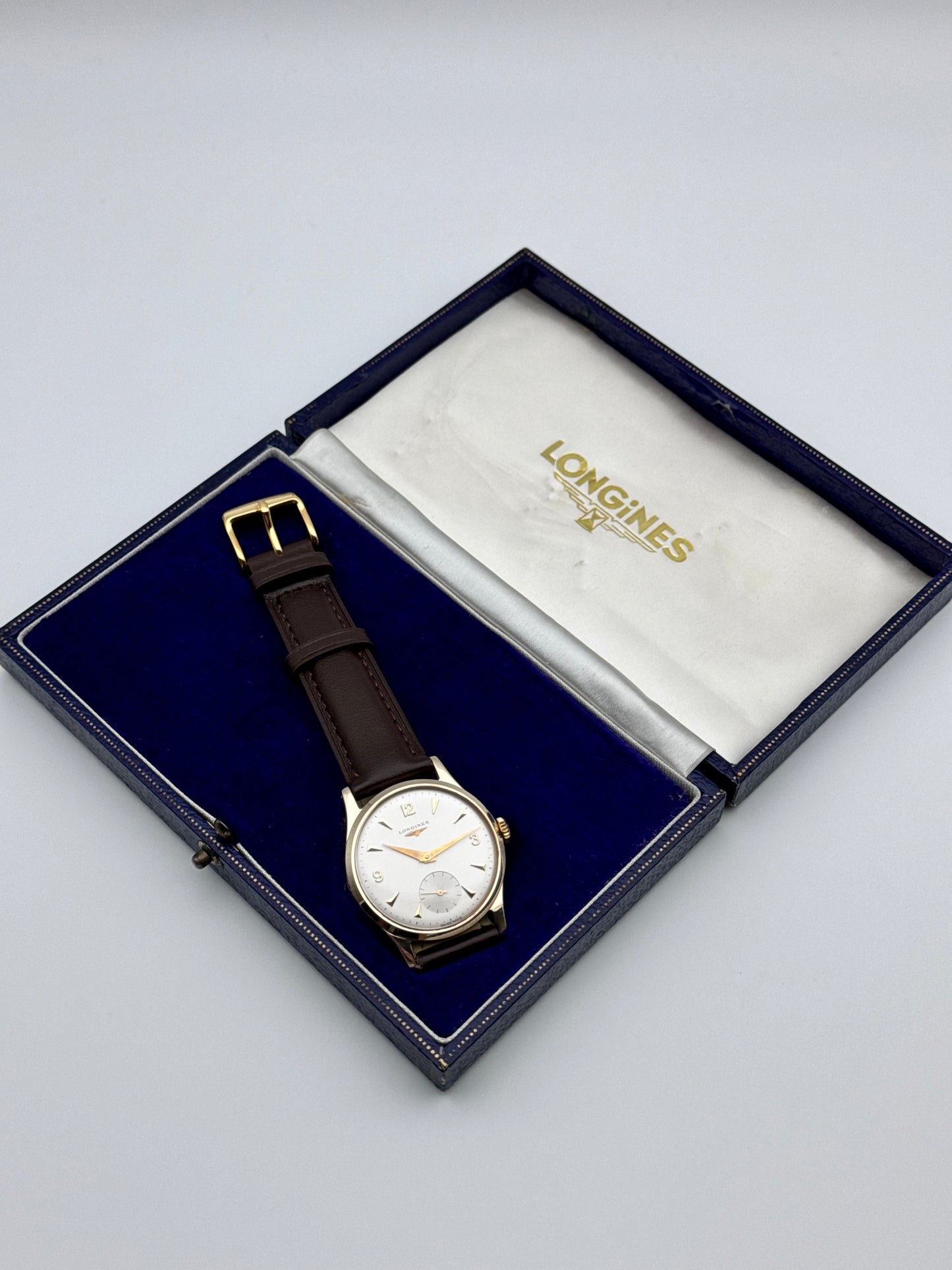 Longines Manual Wind Sub Seconds 9ct Gold - Original Box