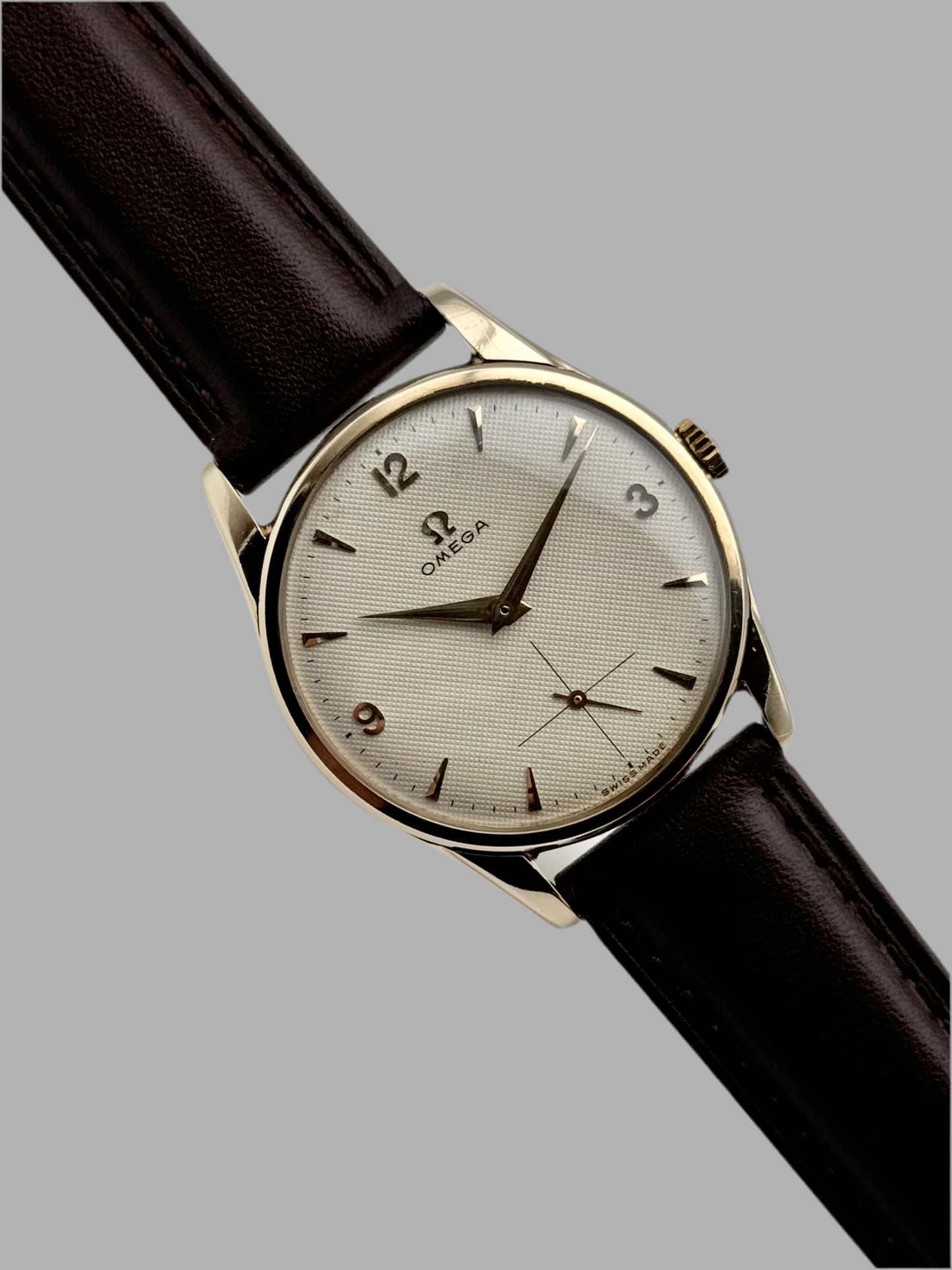 Omega Manual Wind Sub Seconds 9ct Solid Gold 13339 - Rare Waffle Dial