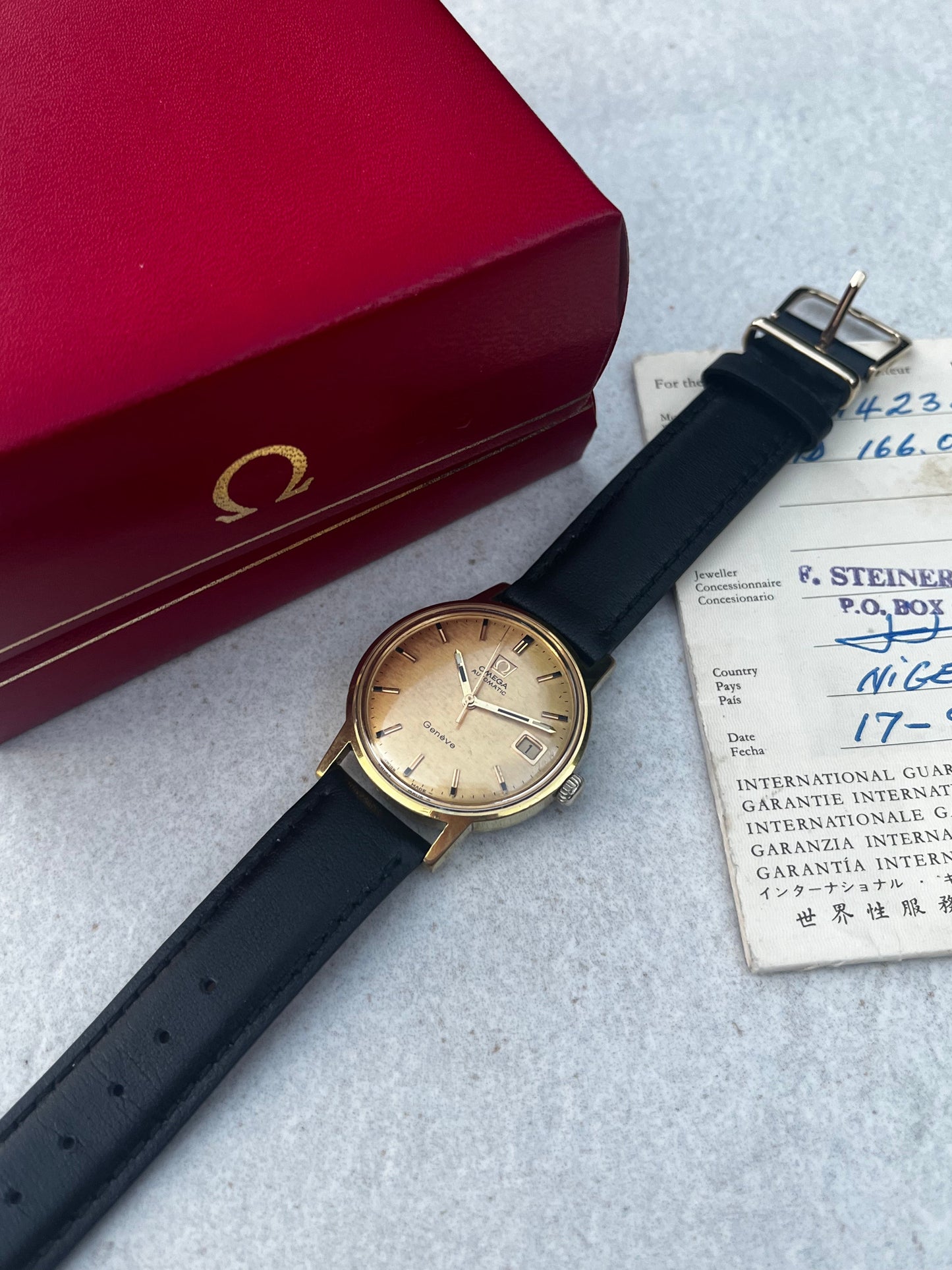 Omega Geneve Automatic Shantung Dial 166.070 Box and Papers
