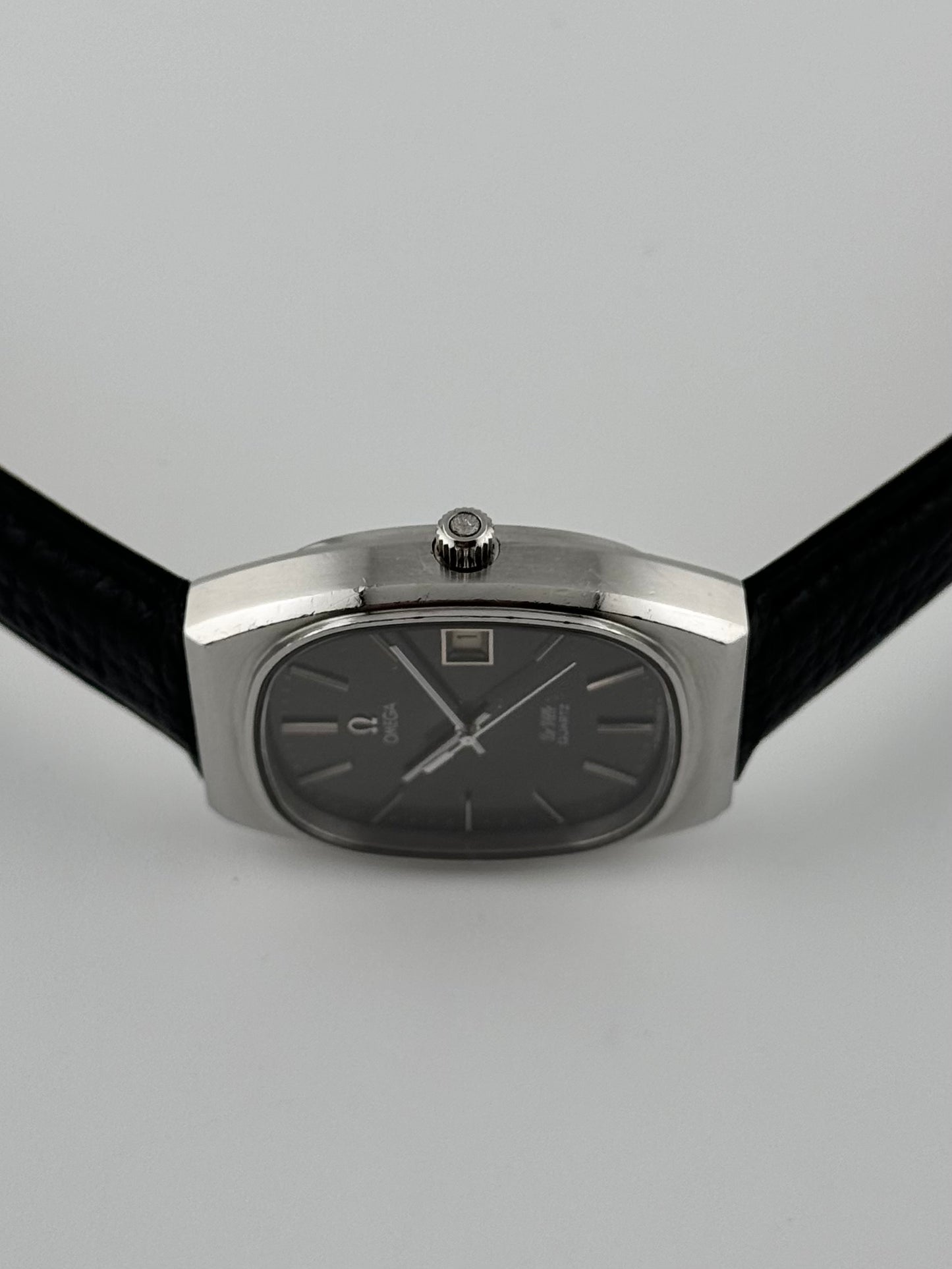 Omega De Ville Tank Quartz Date - Dark Steel Brushed Dial - 192.0035