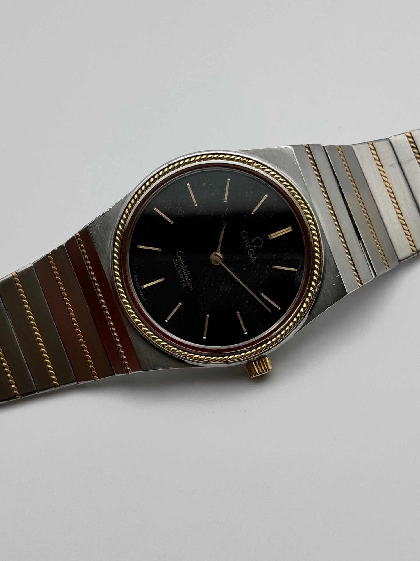 Omega Constellation Torsade Quartz 18ct Gold & Steel 795.0816  - Original Bracelet - Rare Stone Dial