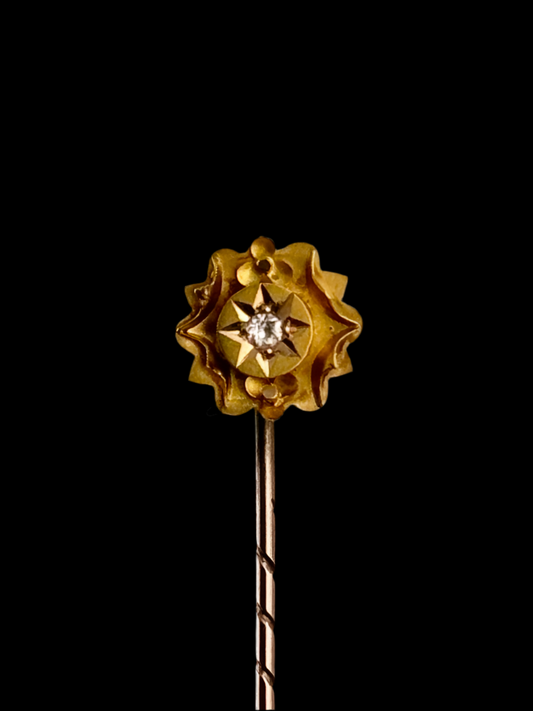 15ct Gold Diamond Antique Stick Pin - Early 1900s