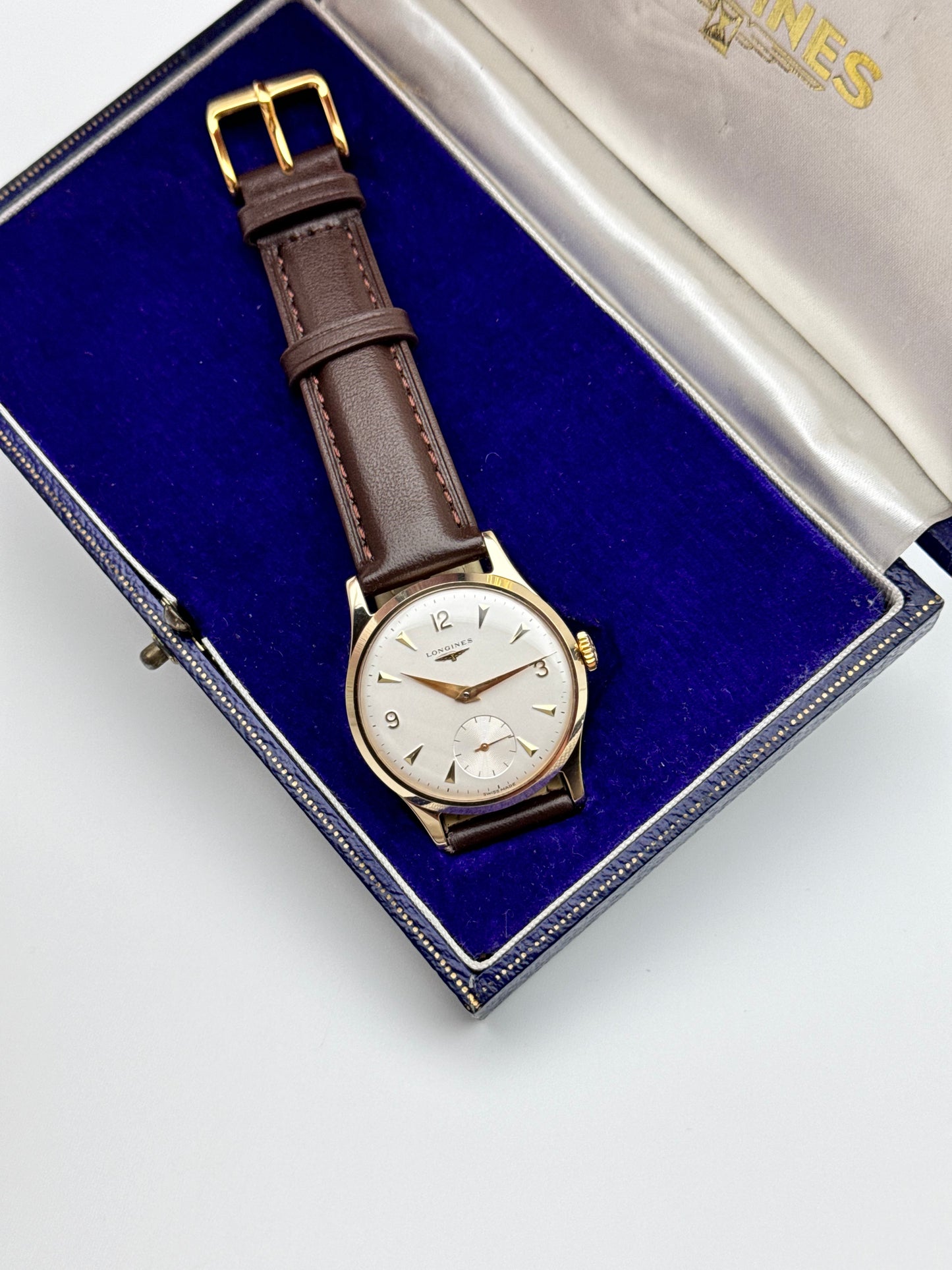 Longines Manual Wind Sub Seconds 9ct Gold - Original Box