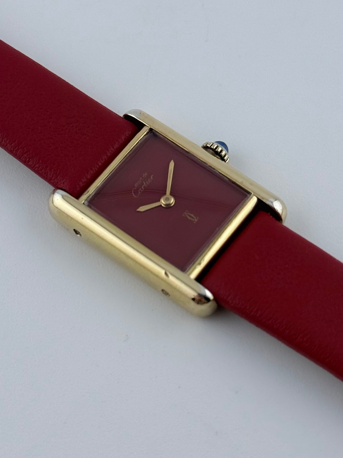 Cartier Must De Paris Tank Manual Wind - 3-025544 Rare Red Dial - Ladies