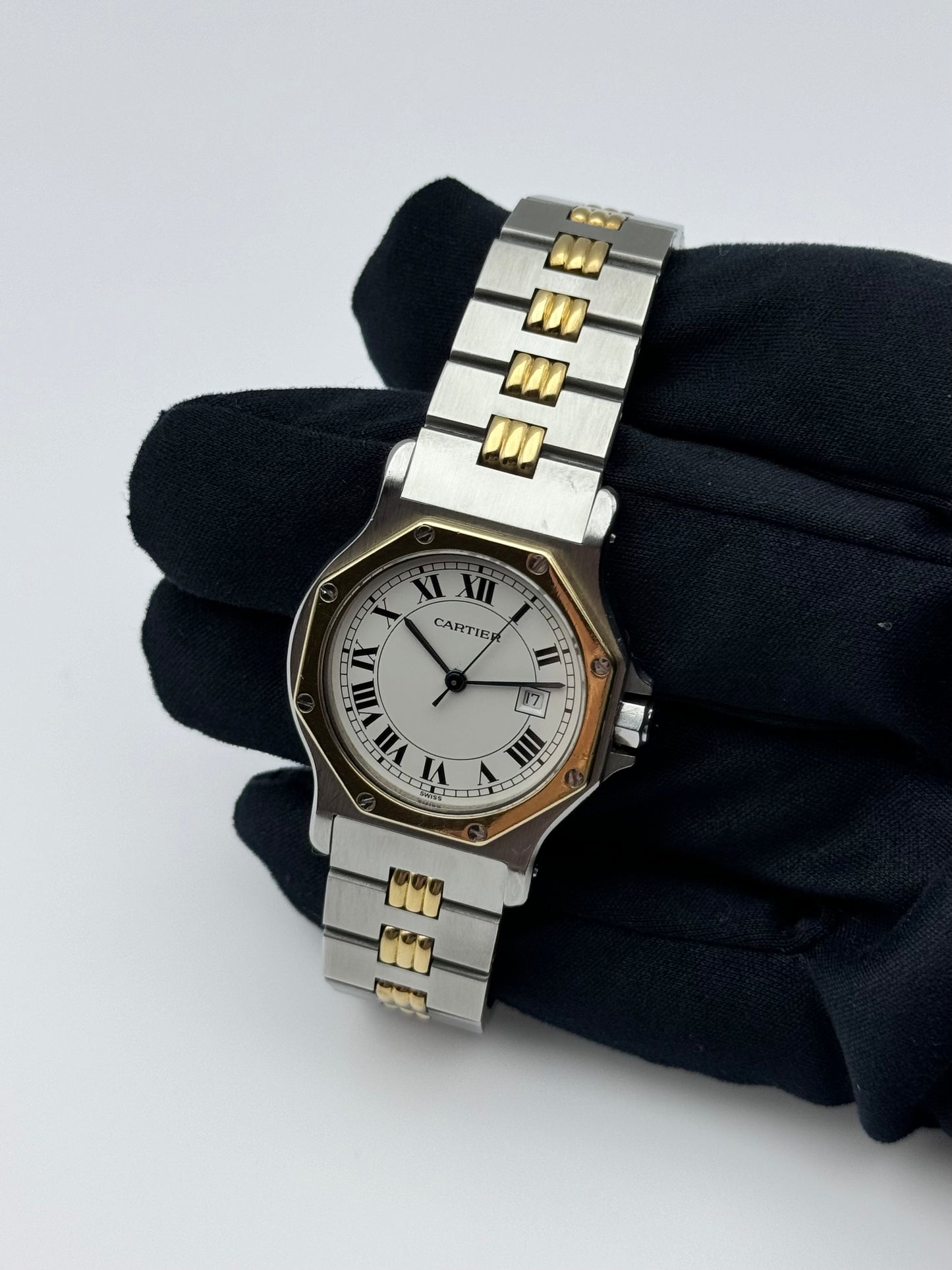 Cartier Santos Octagon Automatic Date 2966 - Special edition Gordon Bracelet - Original Box