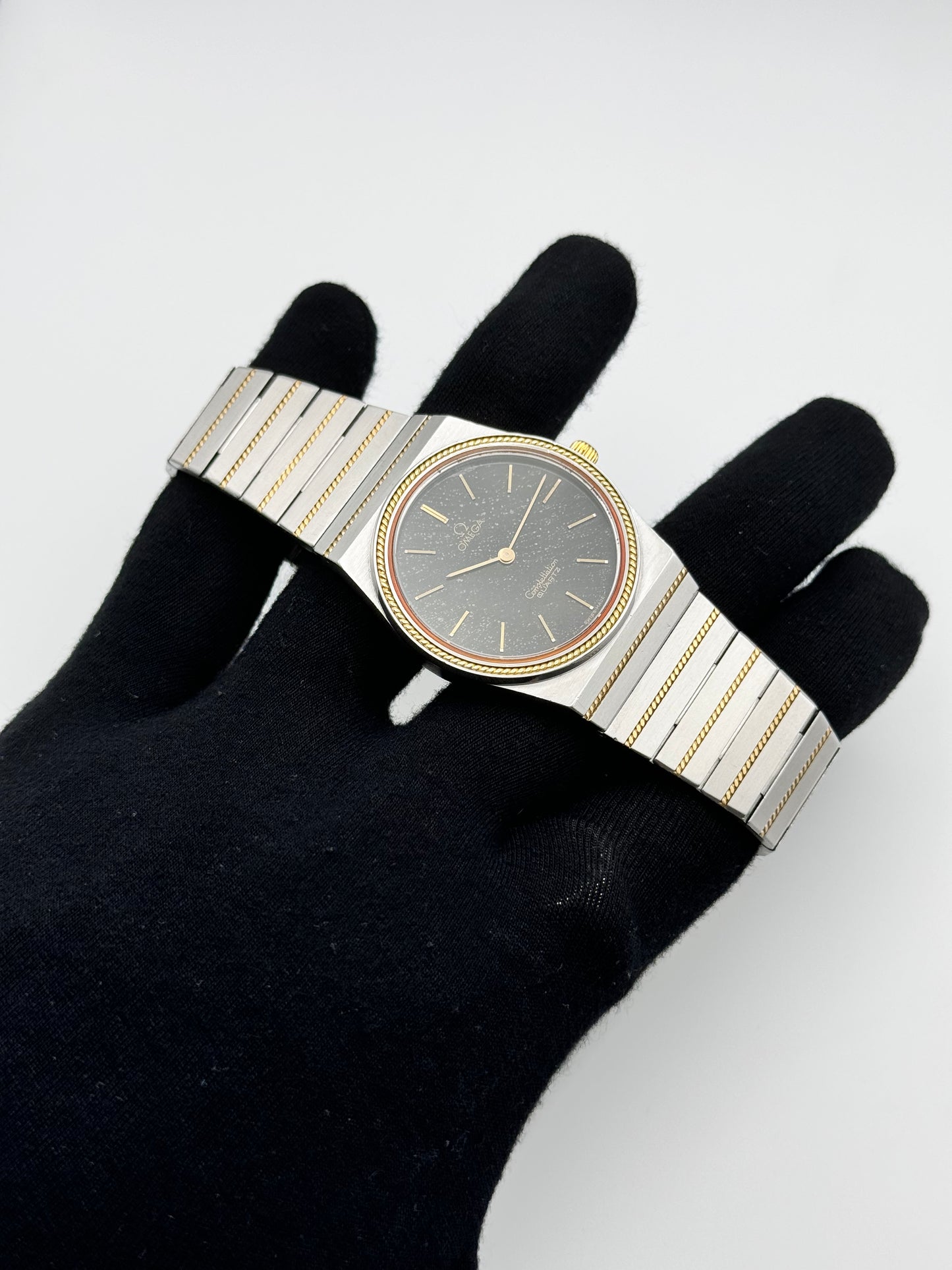 Omega Constellation Torsade Quartz 18ct Gold & Steel 795.0816  - Original Bracelet - Rare Stone Dial