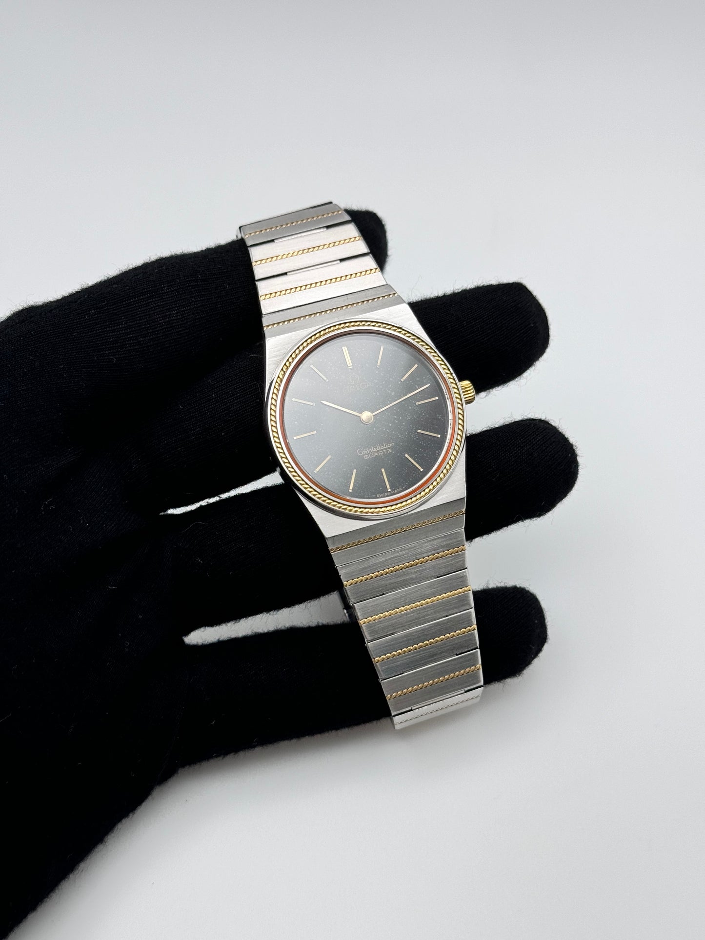 Omega Constellation Torsade Quartz 18ct Gold & Steel 795.0816  - Original Bracelet - Rare Stone Dial