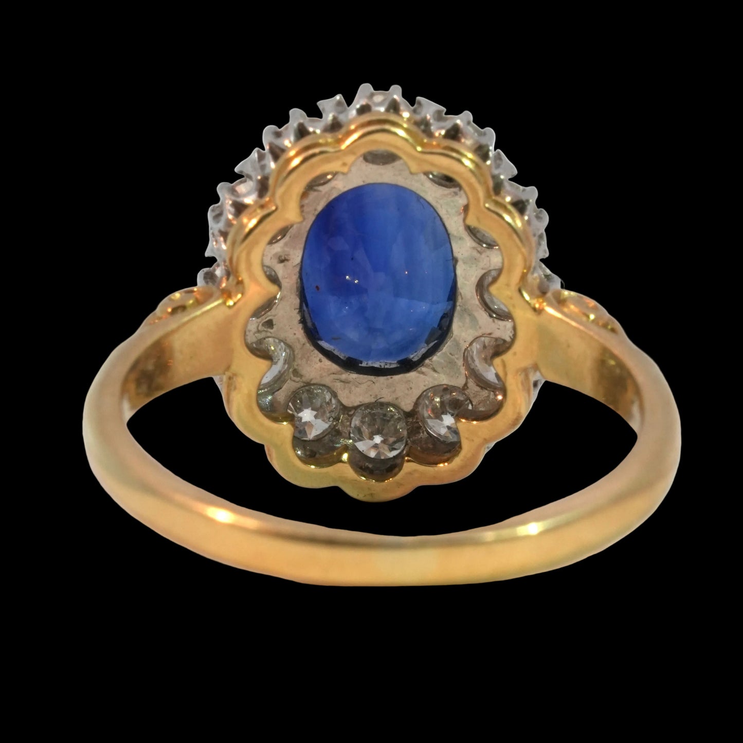 Sapphire & Diamond Cluster Ring - 18k Yellow Gold